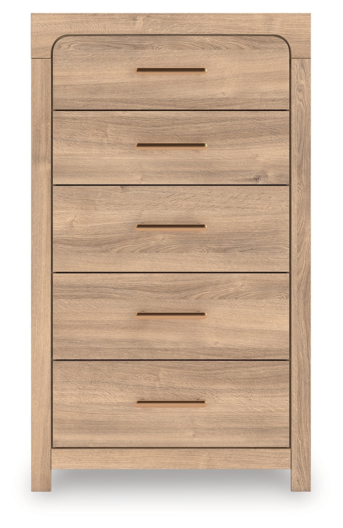 Best Furniture Outlet - Ashley Furniture - Kinlanni Bedroom - Five Drawer Chest / Tan - PCB1360-46