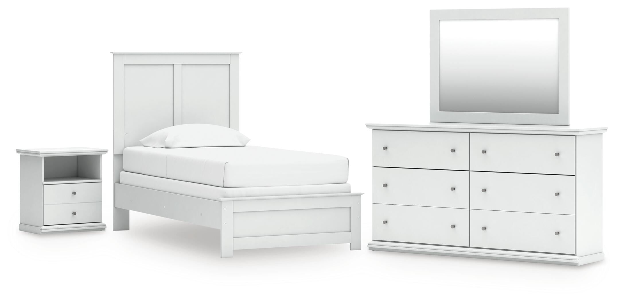 Best Furniture Outlet - Ashley Furniture - Bostwick Shoals Twin Panel Bed, Dresser, Mirror and Nightstand - Twin Panel Bed, Dresser, Mirror and Nightstand - B139B60