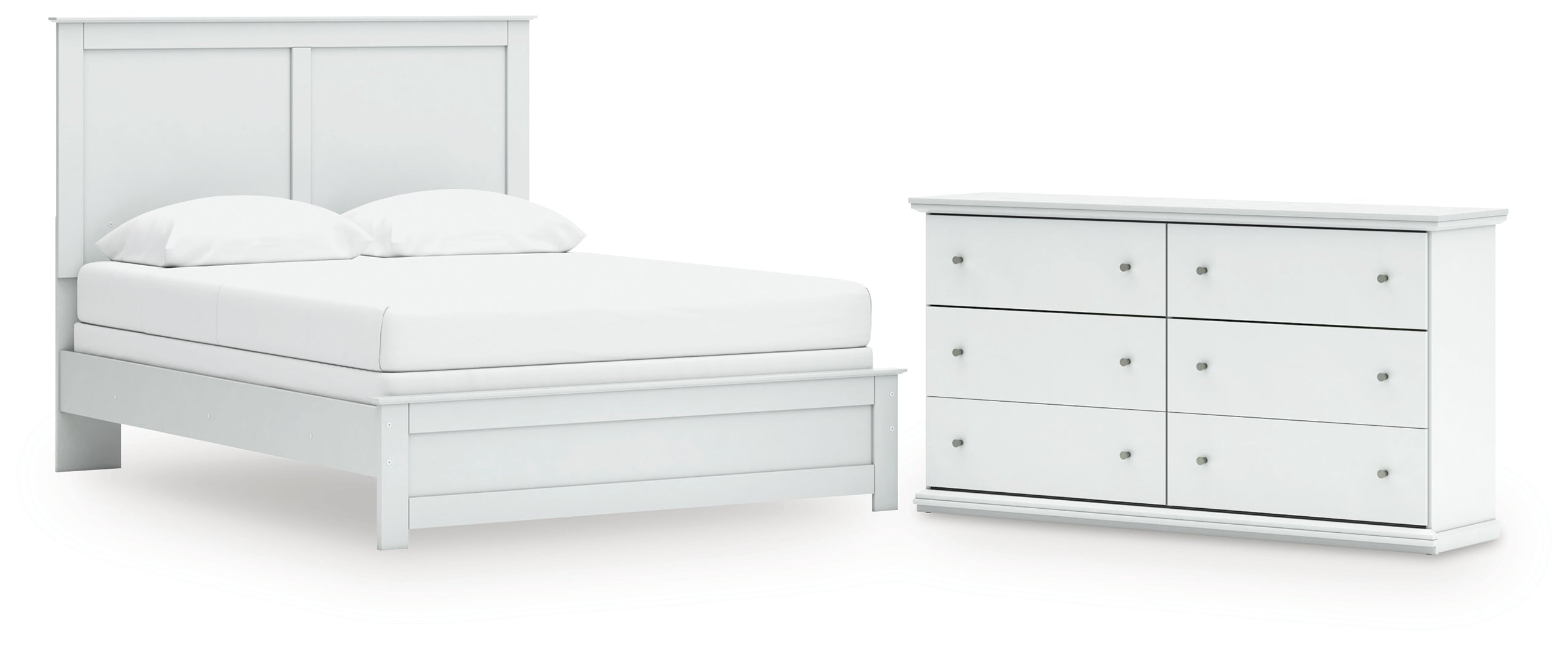Best Furniture Outlet - Ashley Furniture - Bostwick Shoals Bedroom - Queen Panel Bed and Dresser / White - B139B56