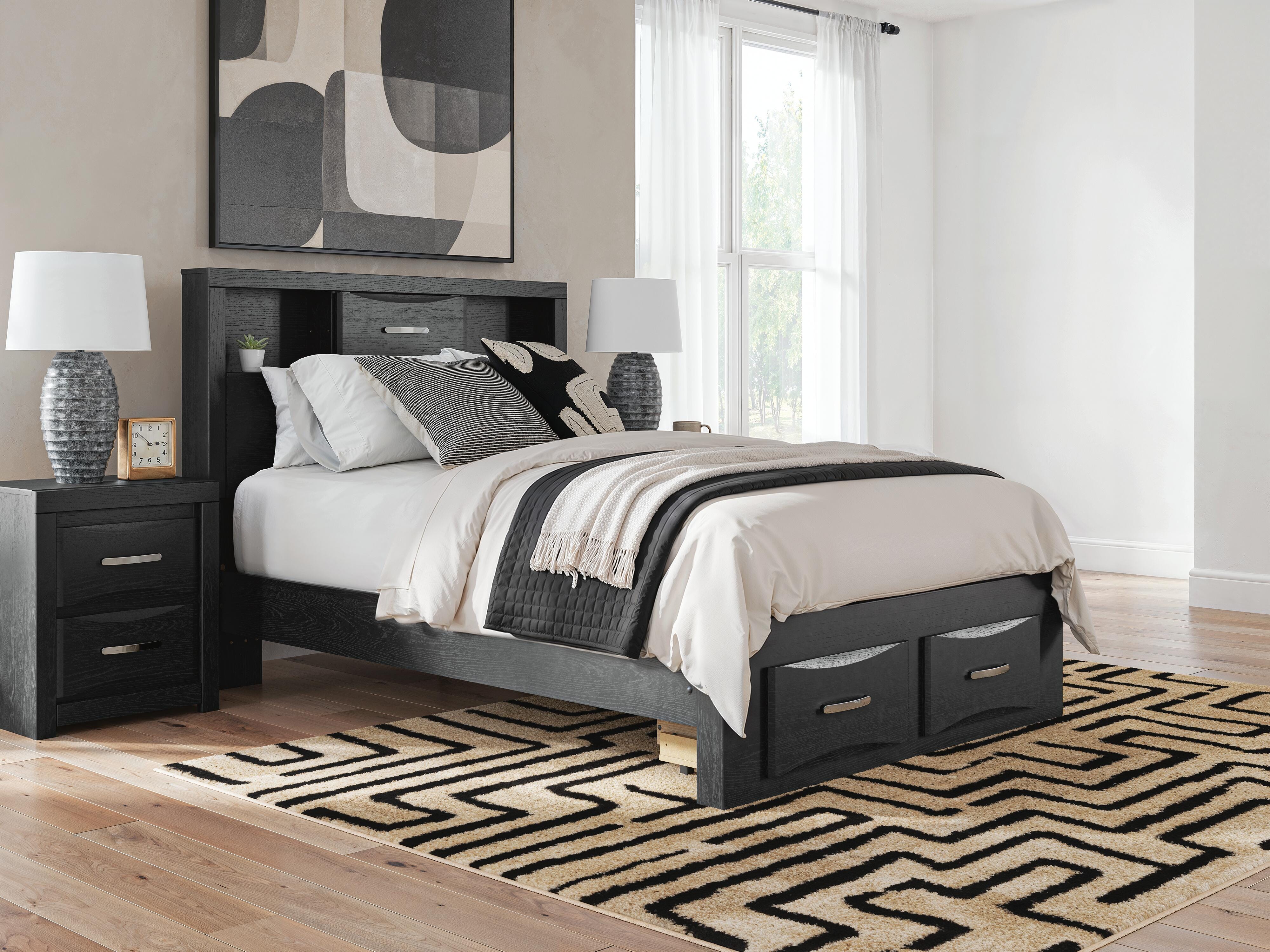 Best Furniture Outlet - Ashley Furniture - Stabotta Bedroom - Full Bookcase Storage Bed / Black - PCB1755B2