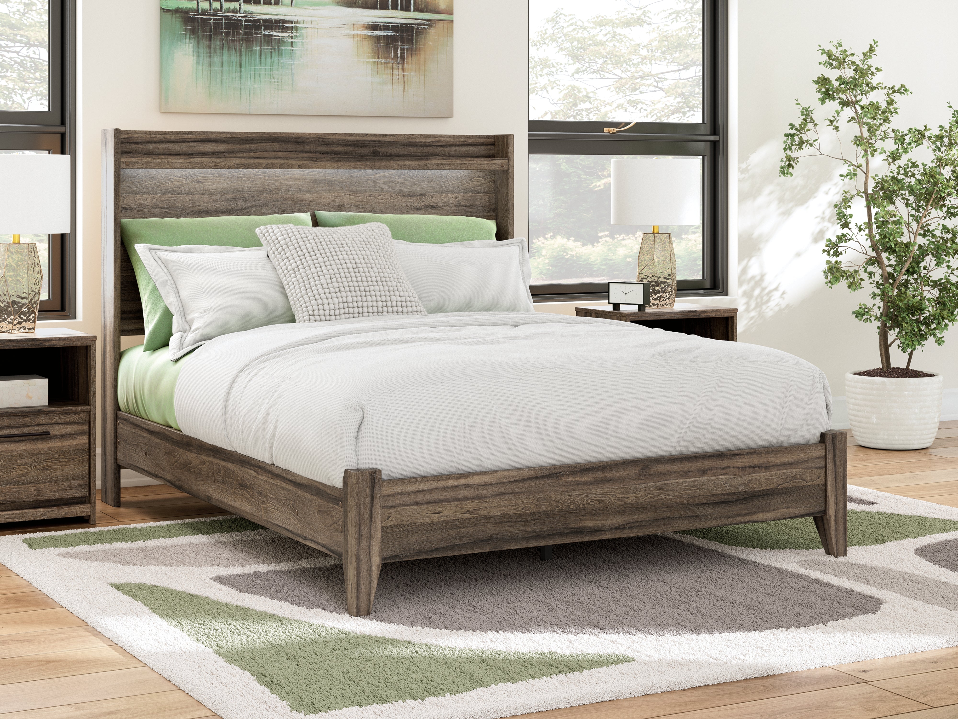 Best Furniture Outlet - Ashley Furniture - Elbrim Bedroom - Queen Panel Bed / Brown - PCB2005B2