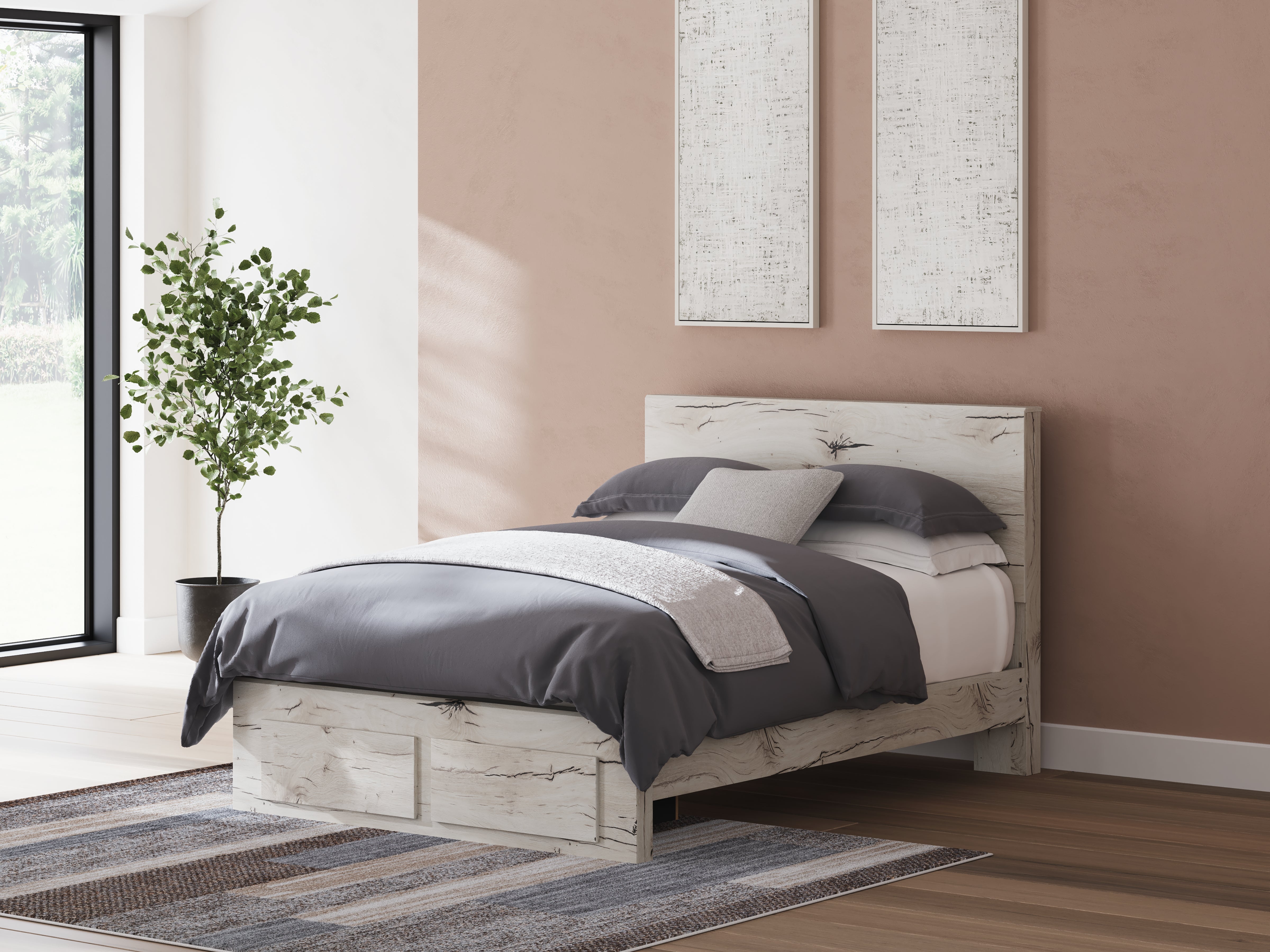 Best Furniture Outlet - Ashley Furniture - Lawroy Bedroom - Queen Panel Storage Bed / Light Natural - B2310B4