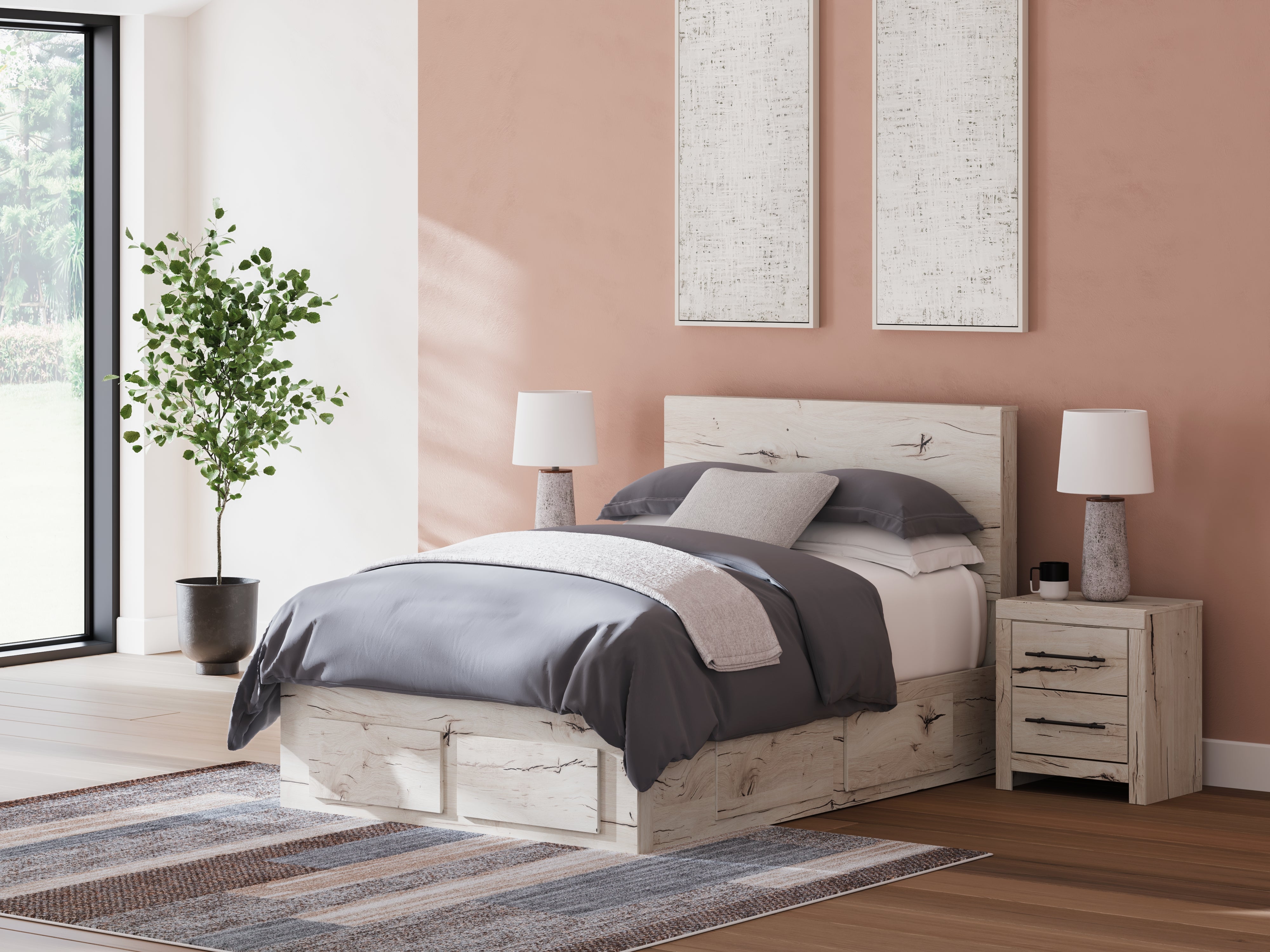 Best Furniture Outlet - Ashley Furniture - Lawroy Bedroom - Full Panel Storage Bed / Light Natural - B2310B24