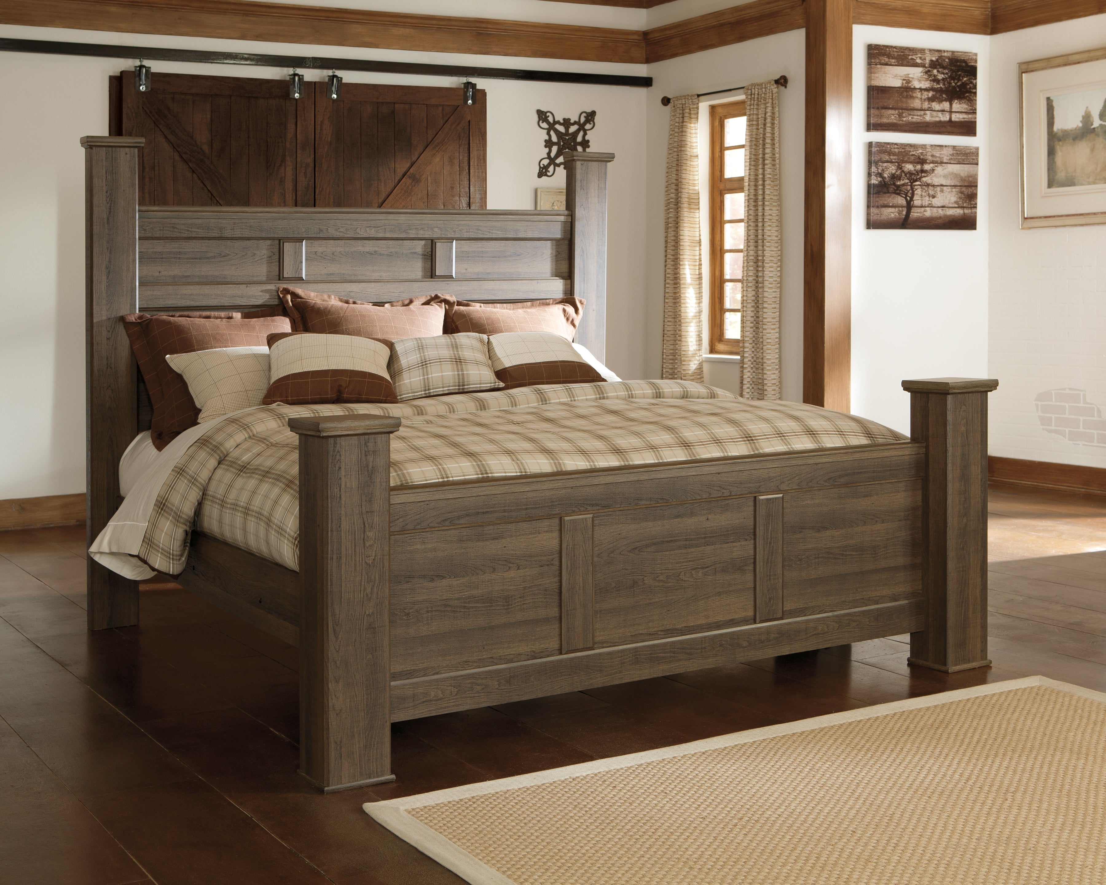 Best Furniture Outlet - Ashley Furniture - Juararo Bedroom - King Poster Bed / Dark Brown - B251B10