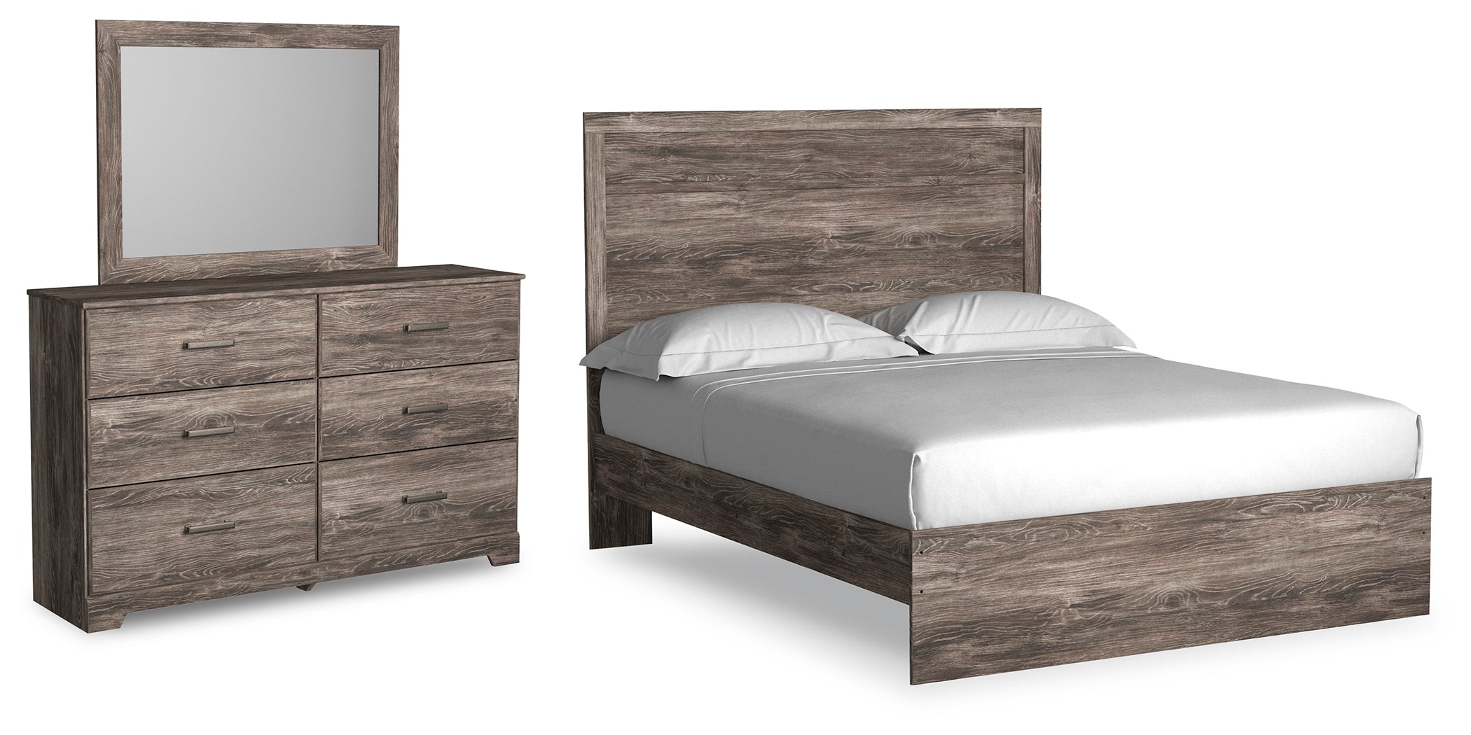 Best Furniture Outlet - Ashley Furniture - Ralinksi Bedroom - Queen Panel Bed, Dresser and Mirror / Gray - B2587B6