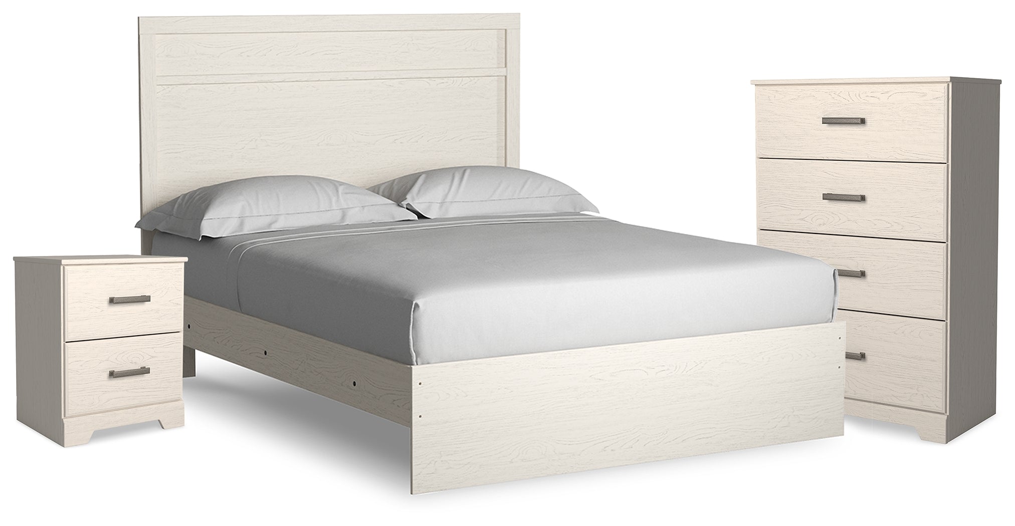 Best Furniture Outlet - Ashley Furniture - Stelsie Bedroom - Queen Panel Bed, Chest and Nightstand / White - B2588B16