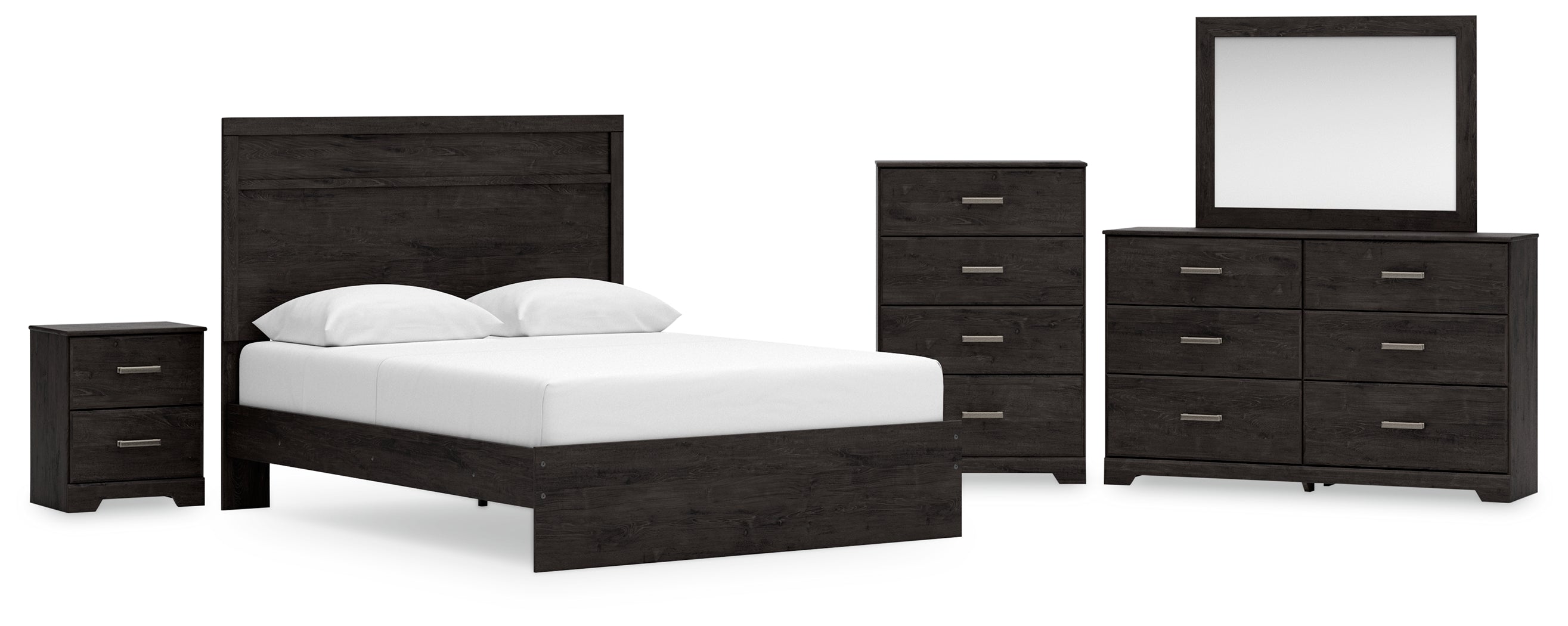 Best Furniture Outlet - Ashley Furniture - Belachime Bedroom - Queen Panel Bed, Dresser, Mirror, Chest and Nightstand / Charcoal - B2589B16