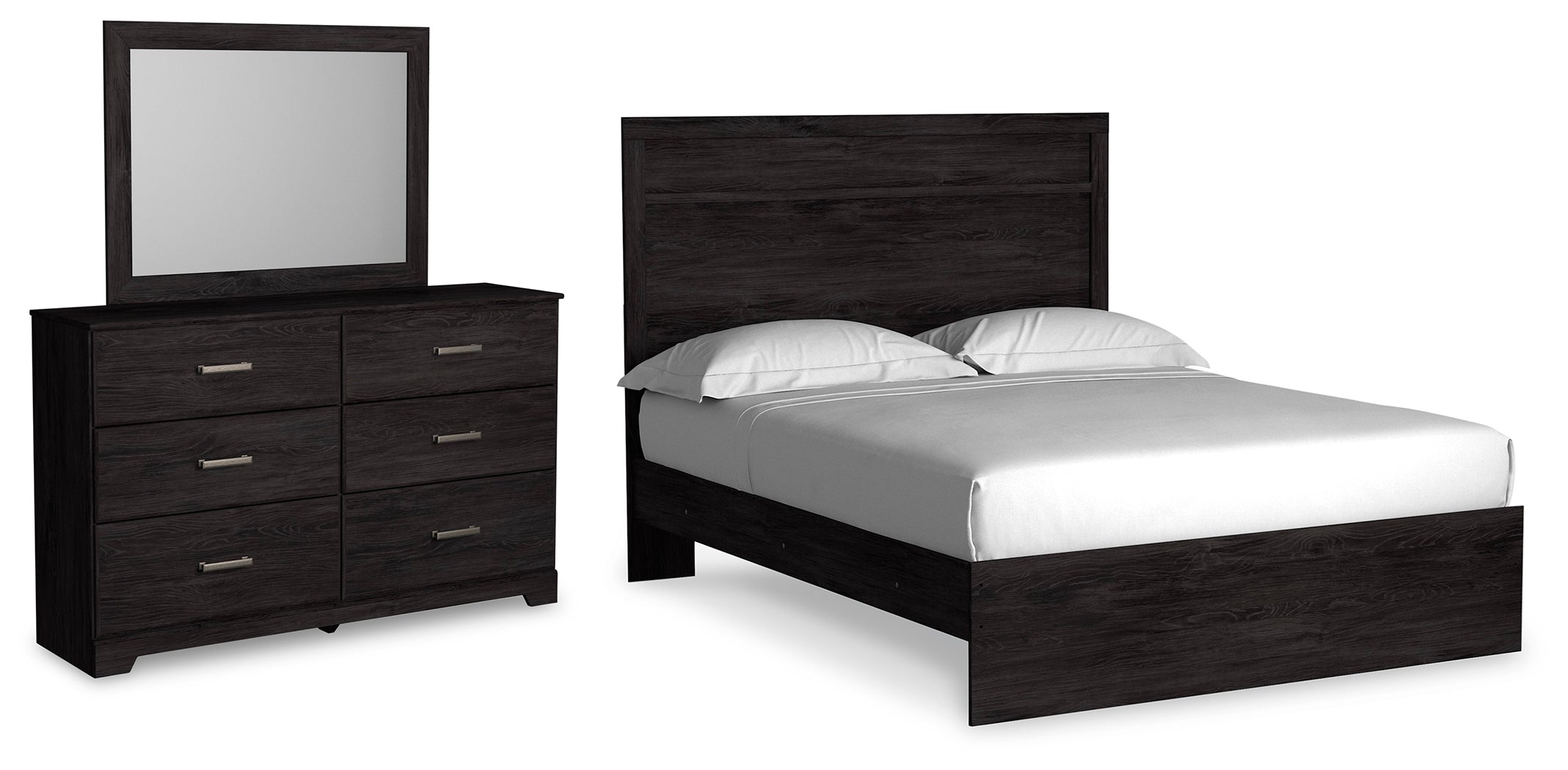 Best Furniture Outlet - Ashley Furniture - Belachime Bedroom - Queen Panel Bed, Dresser and Mirror / Charcoal - B2589B3