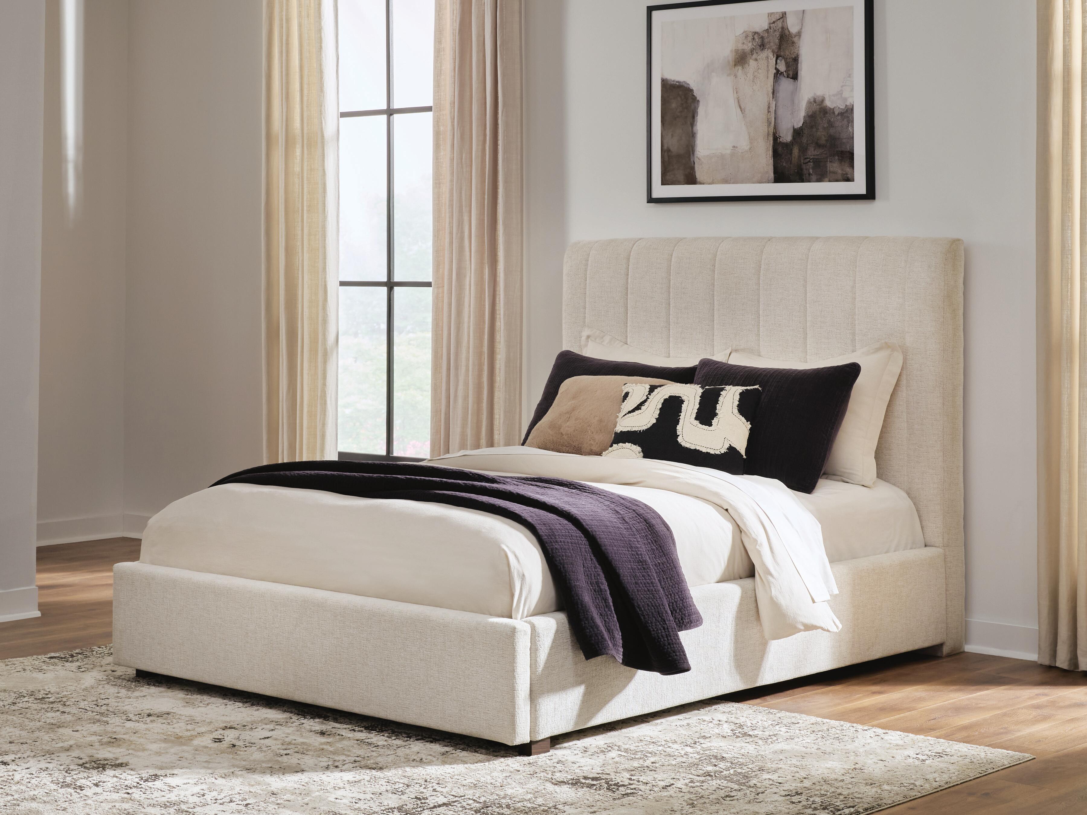 Best Furniture Outlet - Ashley Furniture - Shoralli Bedroom - Queen Upholstered Storage Bed / Beige - B2611B4