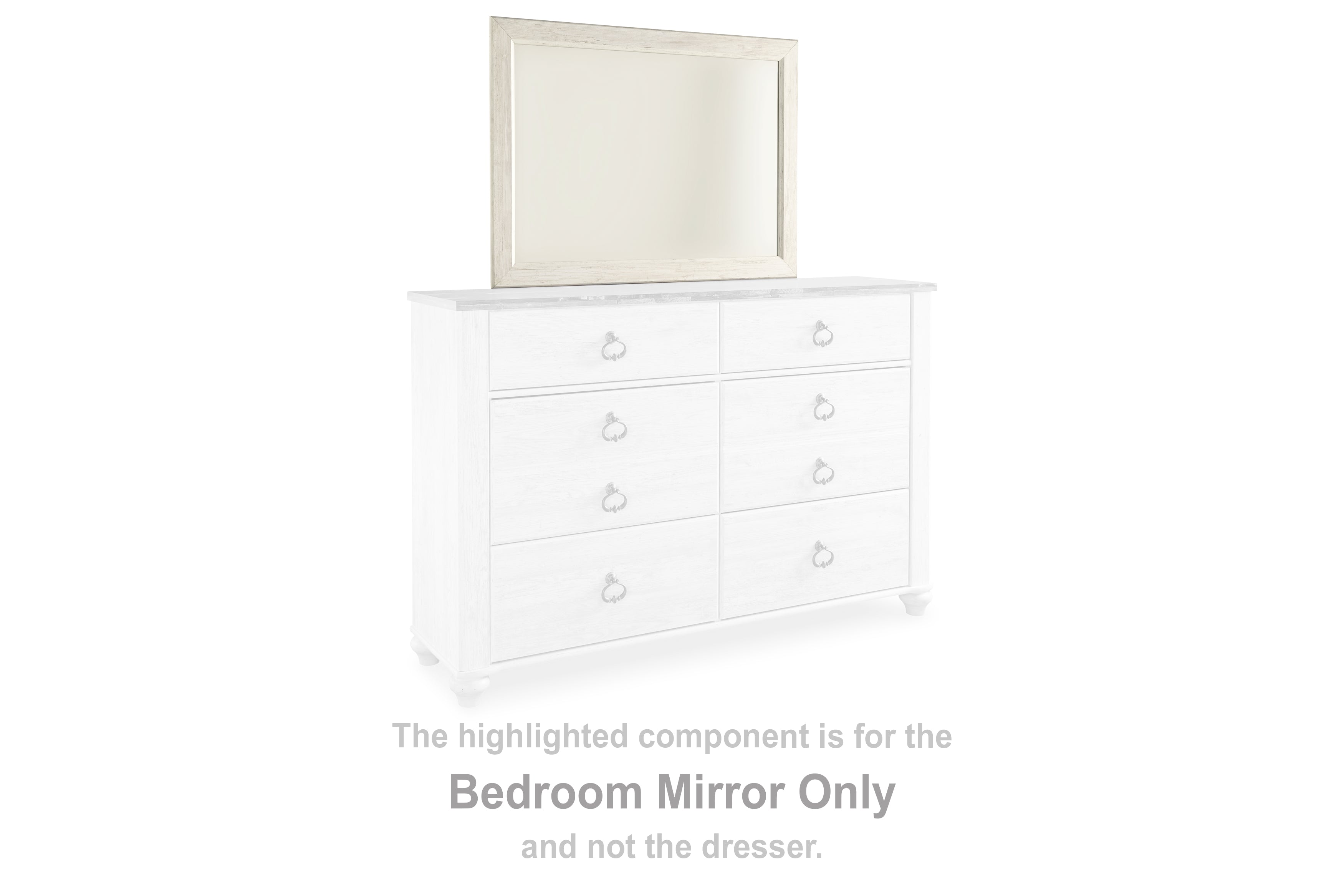 Best Furniture Outlet - Ashley Furniture - Willowton Bedroom - Bedroom Mirror / Whitewash - B267-36