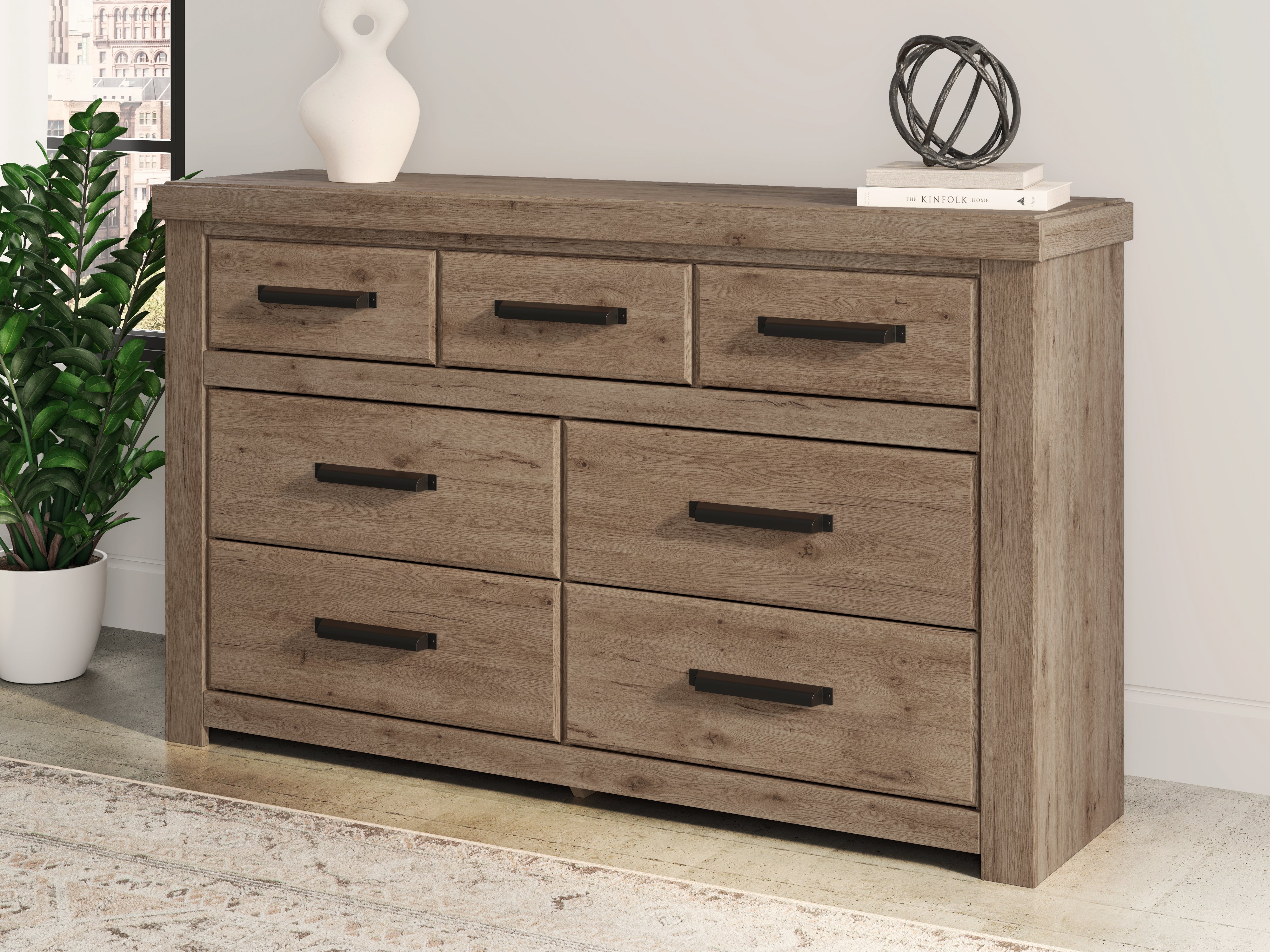Best Furniture Outlet - Ashley Furniture - Oliandon Bedroom - Seven Drawer Dresser / Light Brown - PCB2844-31