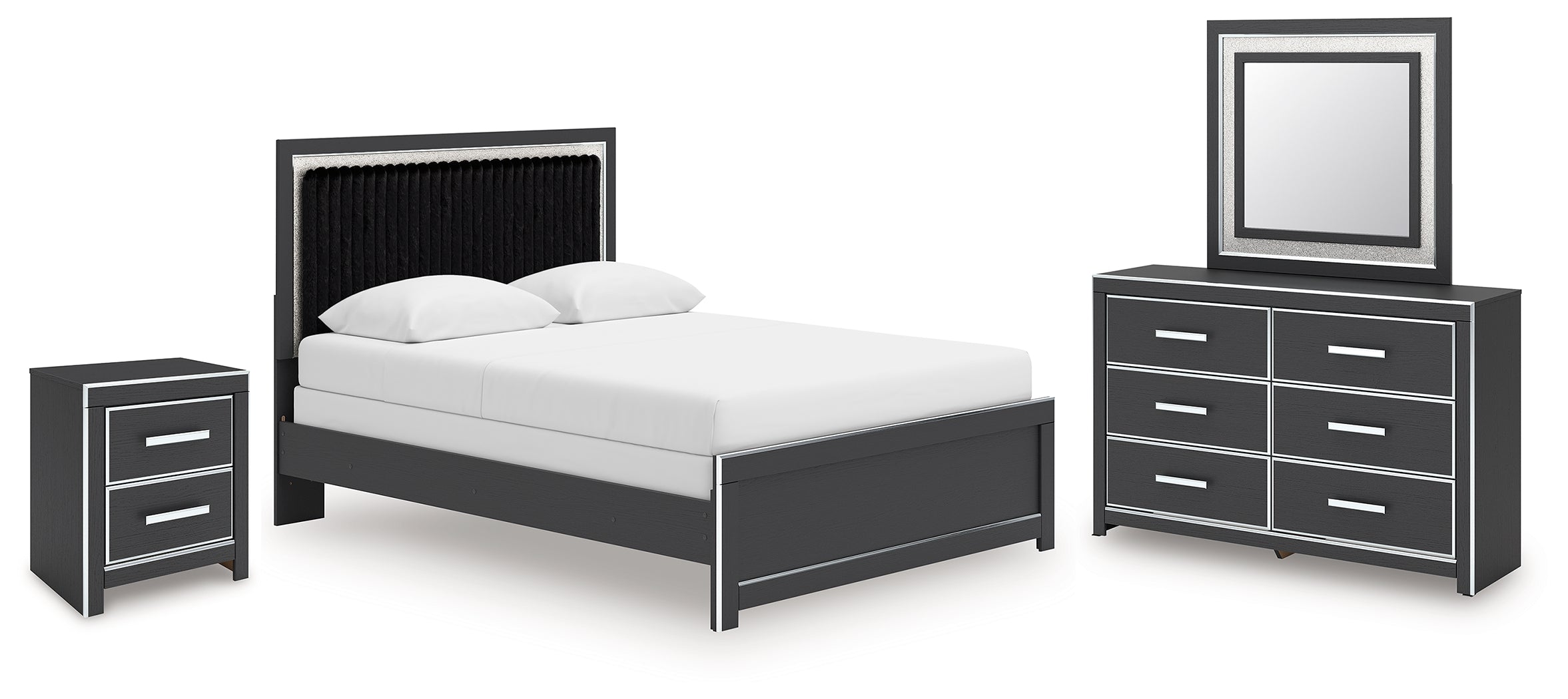 Best Furniture Outlet - Ashley Furniture - Zuraleus Bedroom - Queen Panel Bed, Dresser, Mirror and Nightstand / Black - PCB3380B19