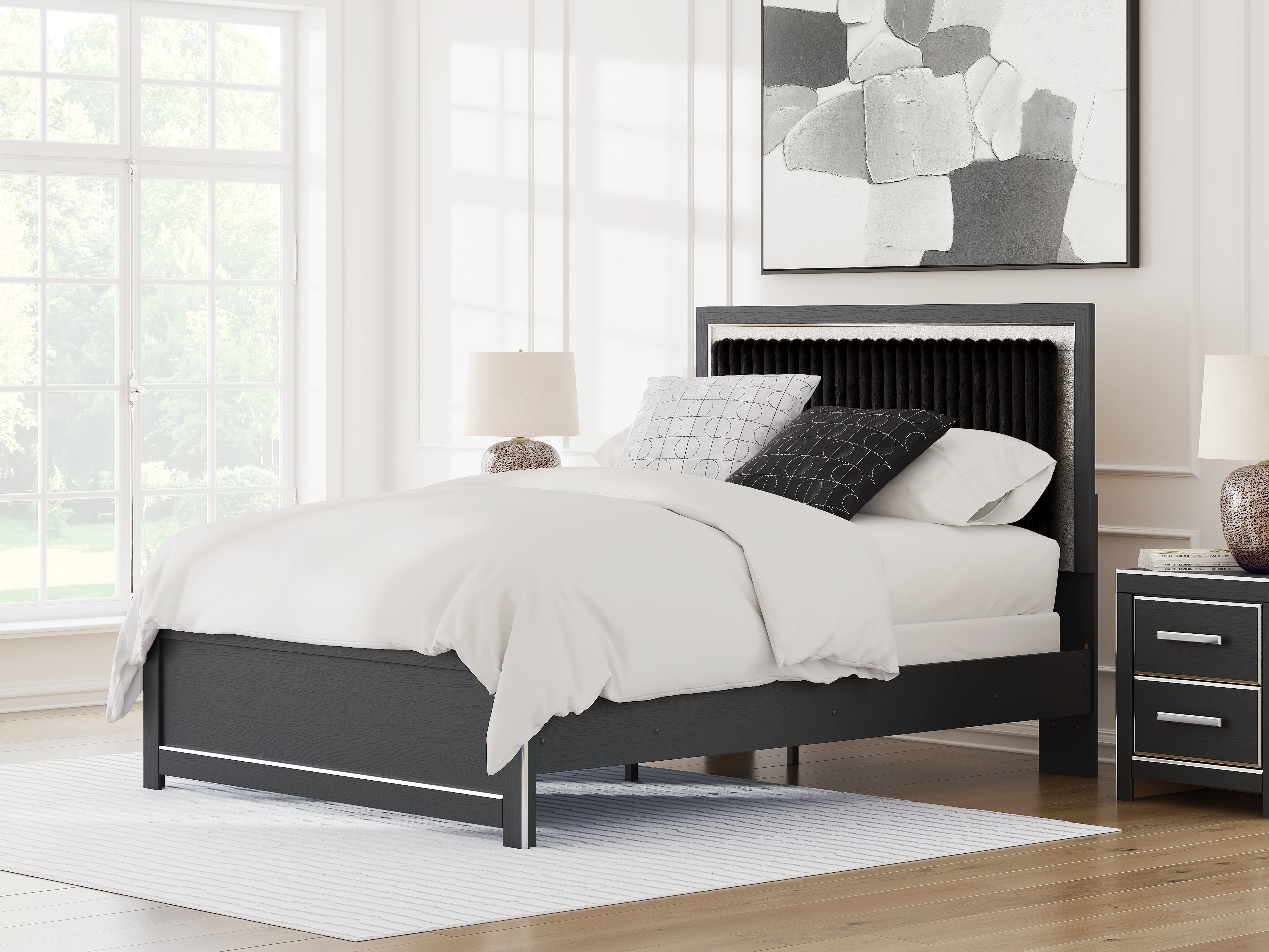 Best Furniture Outlet - Ashley Furniture - Zuraleus Bedroom - Queen Upholstered Panel Bed / Black - PCB3380B6