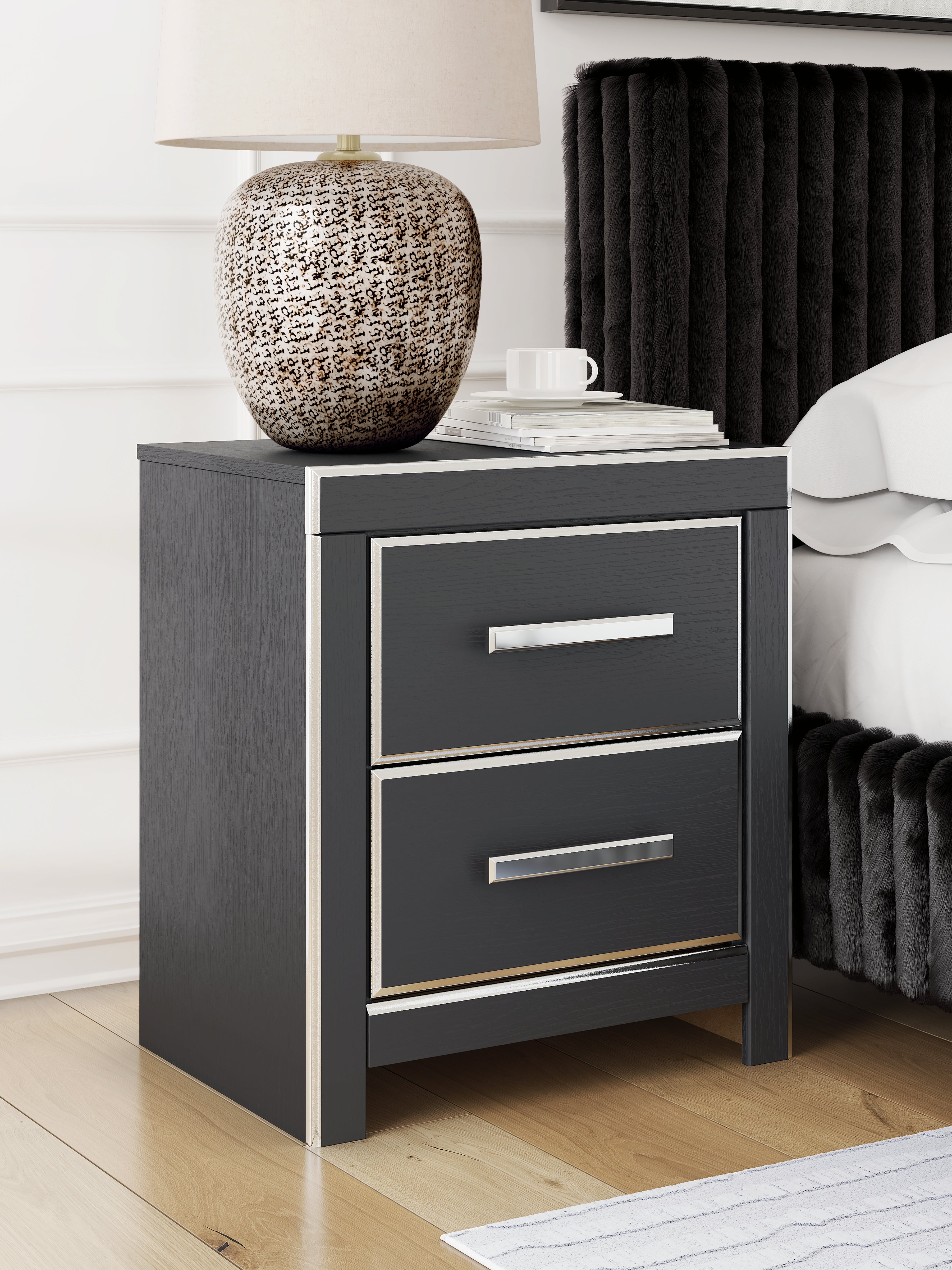 Best Furniture Outlet - Ashley Furniture - Zuraleus Bedroom - Two Drawer Night Stand / Black - PCB3380-92
