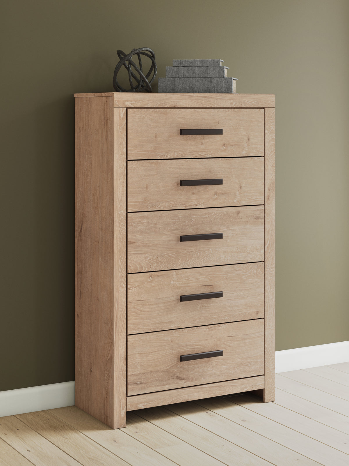 Best Furniture Outlet - Ashley Furniture - Sanginlane Bedroom - Five Drawer Chest / Tan - B3787-46