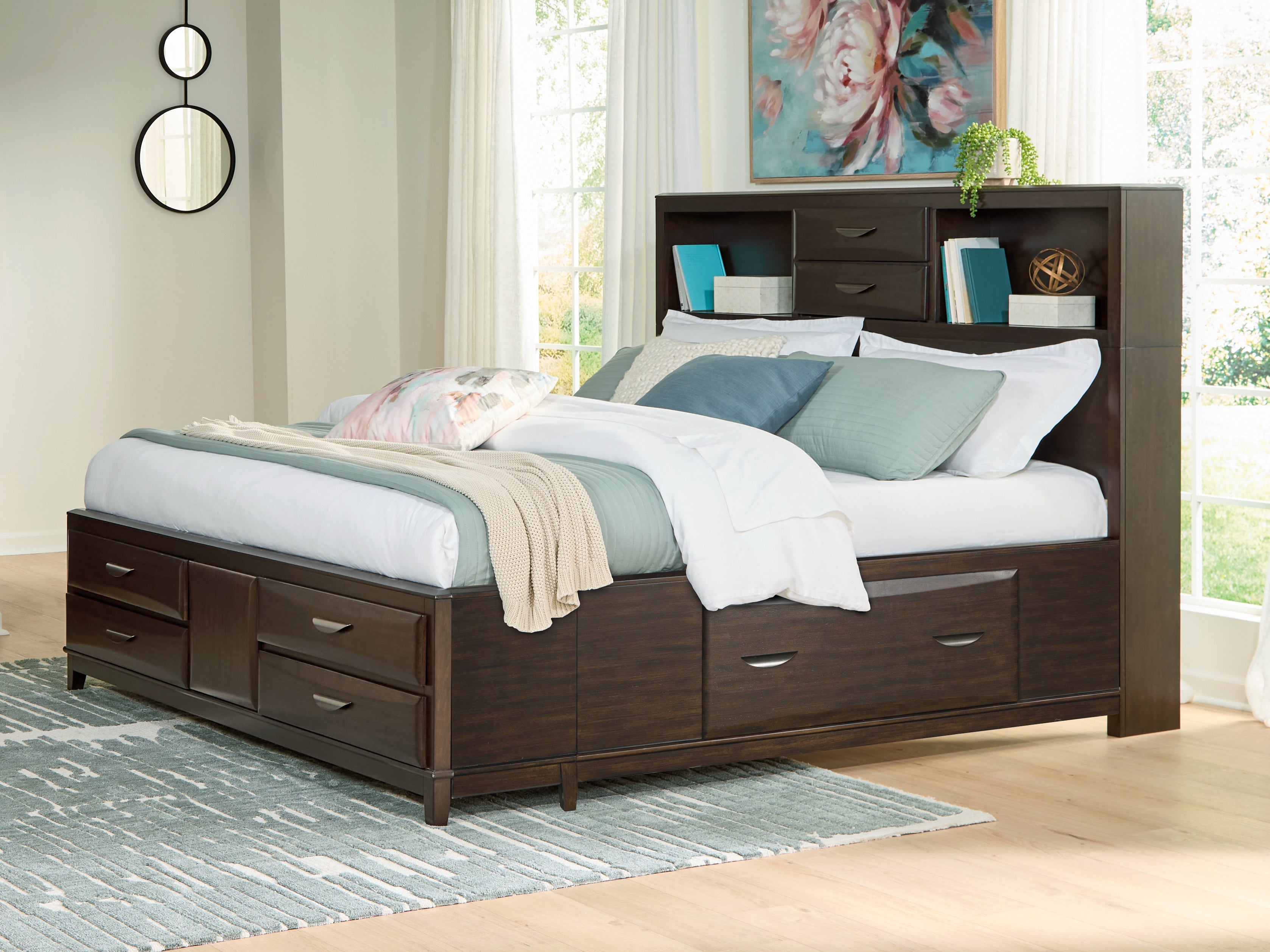 Best Furniture Outlet - Ashley Furniture - Vanmore Bedroom - California King Storage Bed / Dark Brown - B479B7