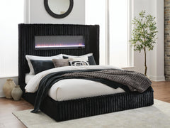 Best Furniture Outlet - Ashley Furniture - Tayleena Bedroom - King Upholstered Bed with Fireplace and Wireless Audio - PCB620B2