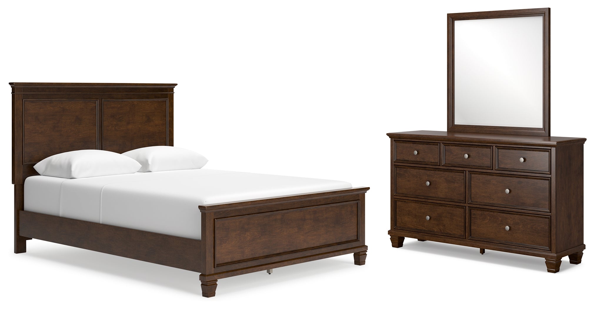 Best Furniture Outlet - Ashley Furniture - Danabrin Bedroom - Queen Panel Bed, Dresser and Mirror / Brown - B685B3