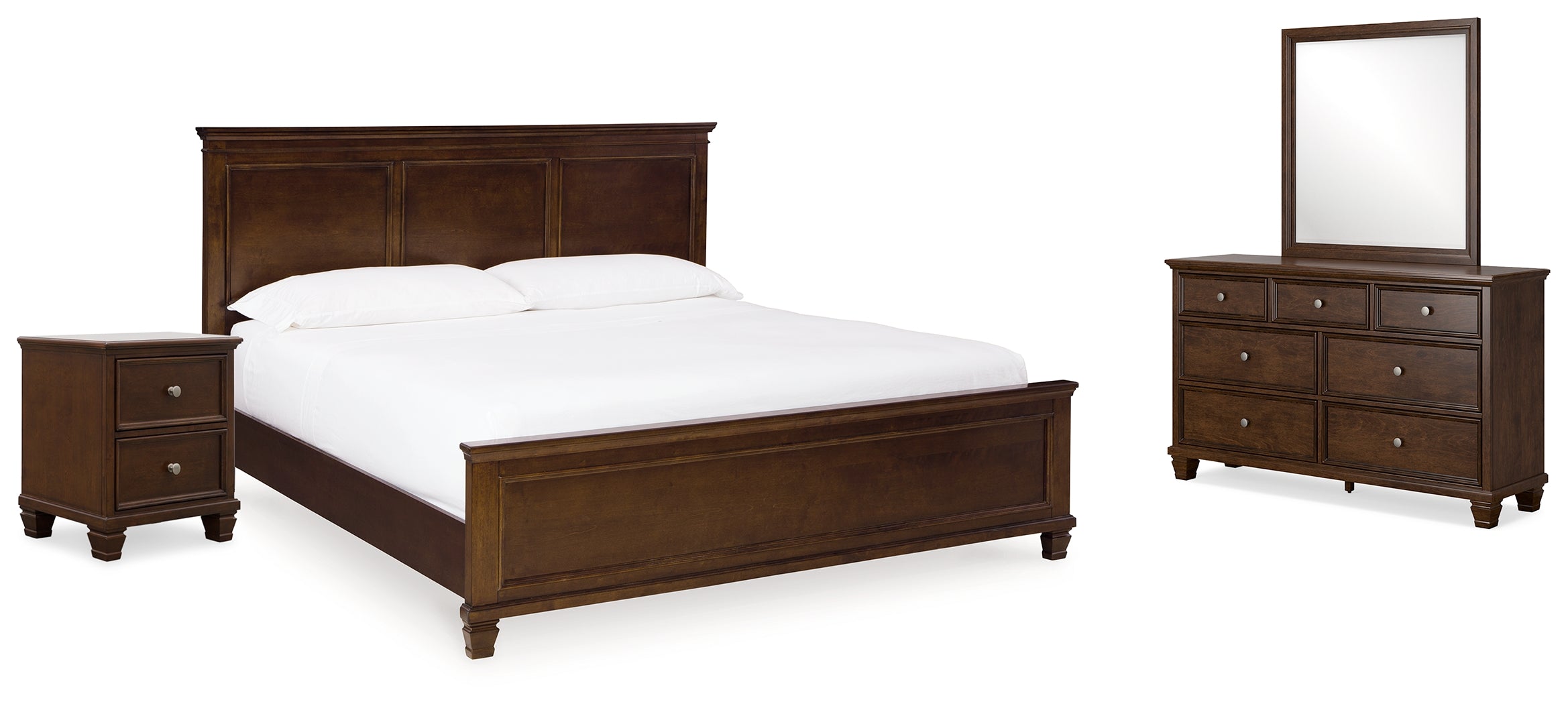 Best Furniture Outlet - Ashley Furniture - Danabrin Bedroom - King Panel Bed, Dresser, Mirror and Nightstand / Brown - B685B14
