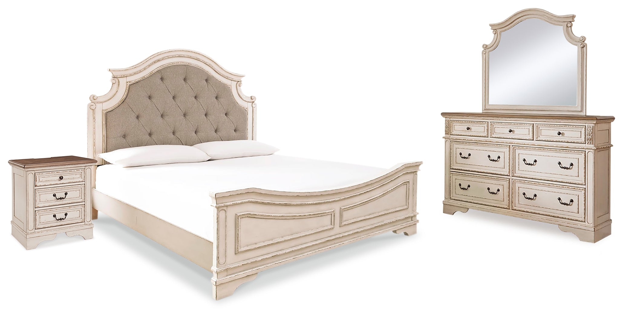 Best Furniture Outlet - Ashley Furniture - Realyn Bedroom - California King Panel Bed, Dresser, Mirror and Nightstand / Two-tone - B743B31