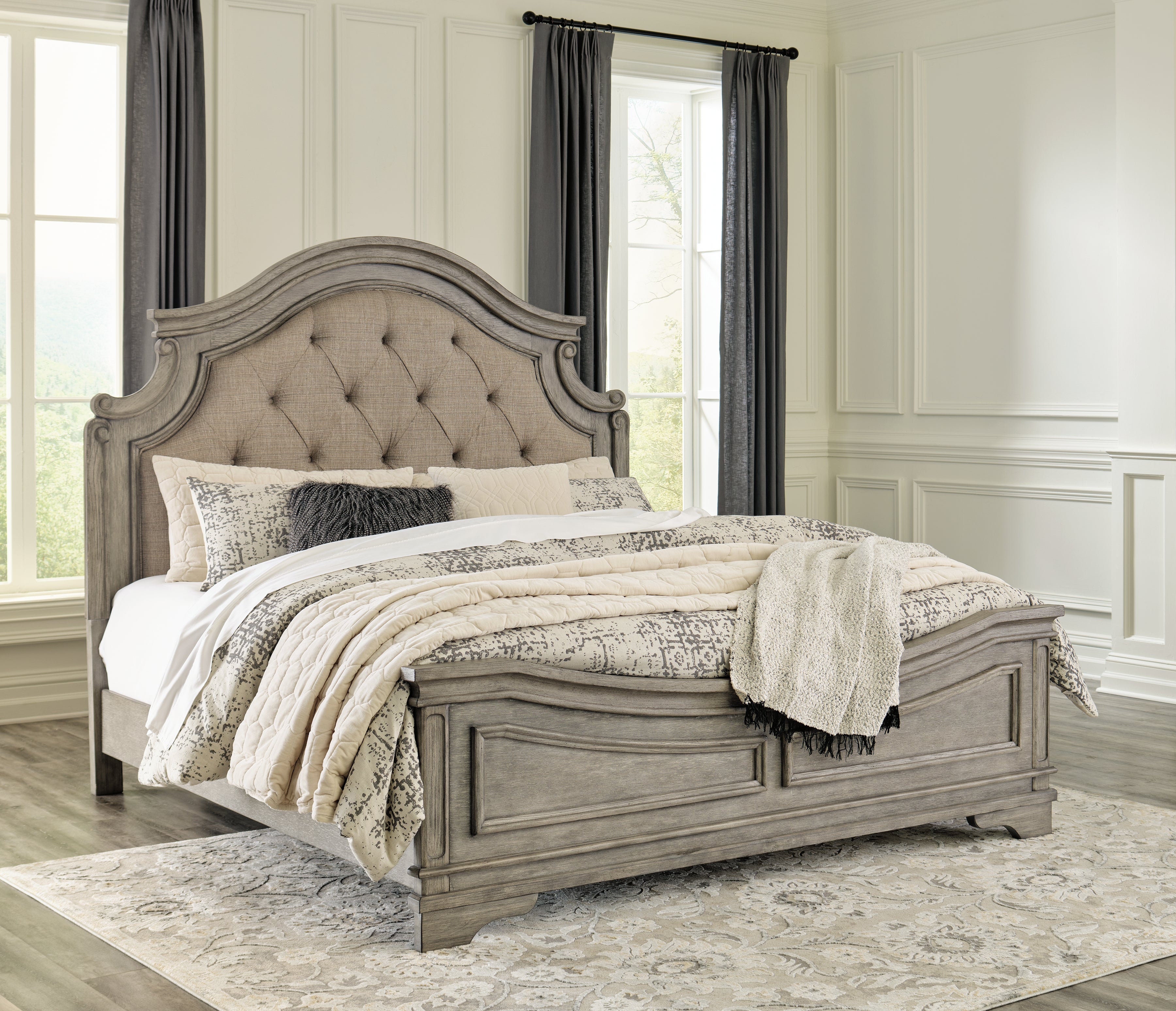 Best Furniture Outlet - Ashley Furniture - Lodenbay Bedroom - California King Panel Bed / Antique Gray - B751B5