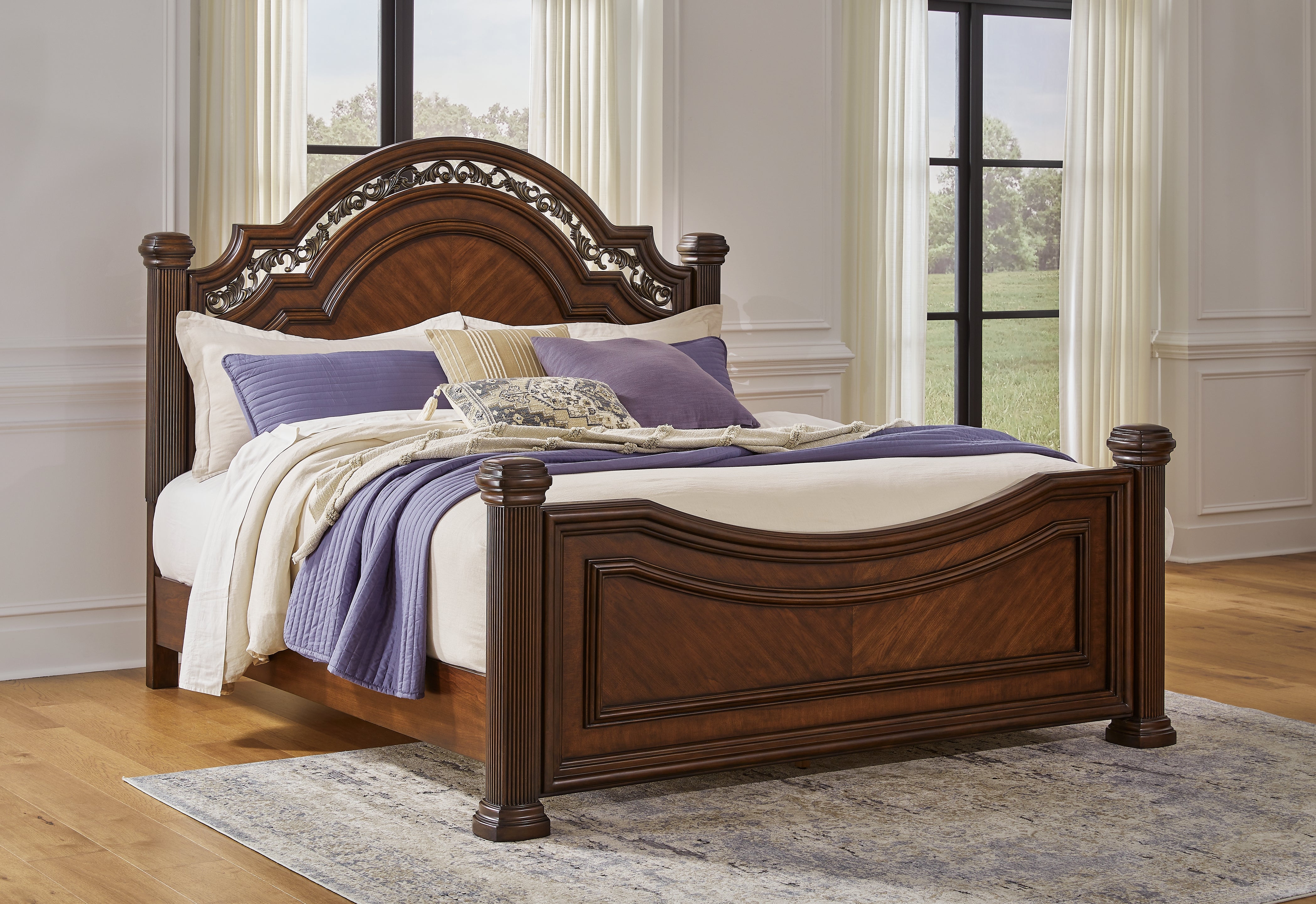 Best Furniture Outlet - Ashley Furniture - Lavinton Bedroom - King Poster Bed / Brown - B764B9