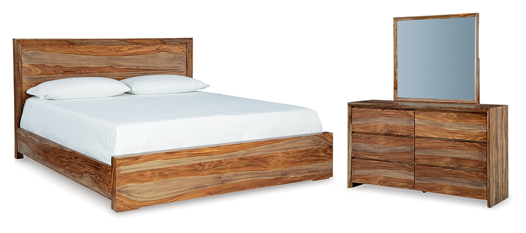 Best Furniture Outlet - Ashley Furniture - Dressonni Bedroom - Queen Panel Bed, Dresser and Mirror / Brown - B790B3