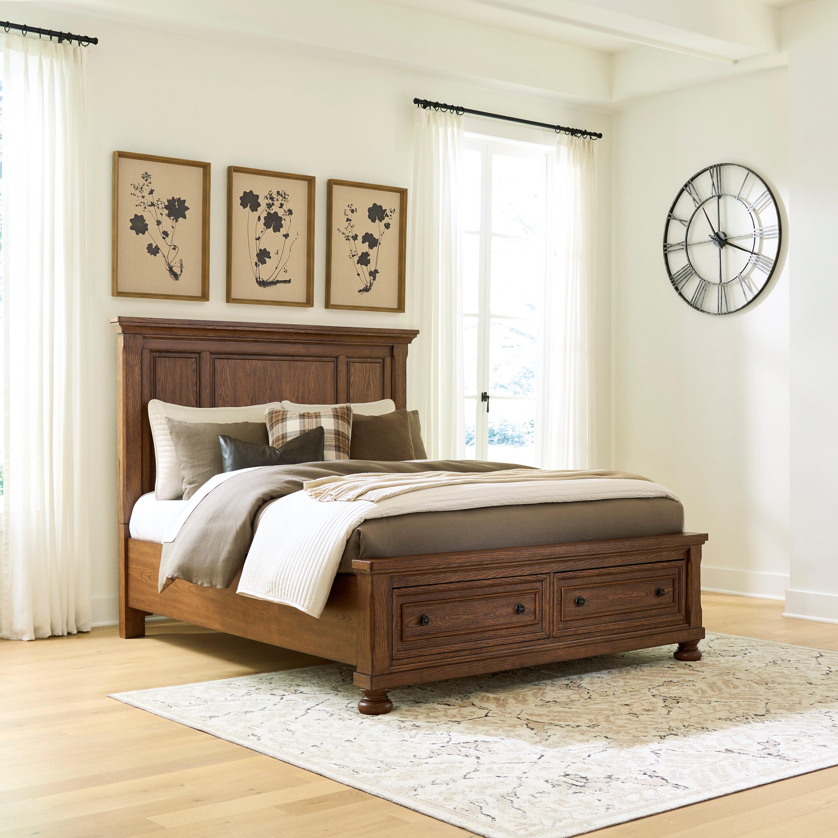 Best Furniture Outlet - Ashley Furniture - Zackaryn Bedroom - Queen Panel Storage Bed / Warm Brown - PCB807B13