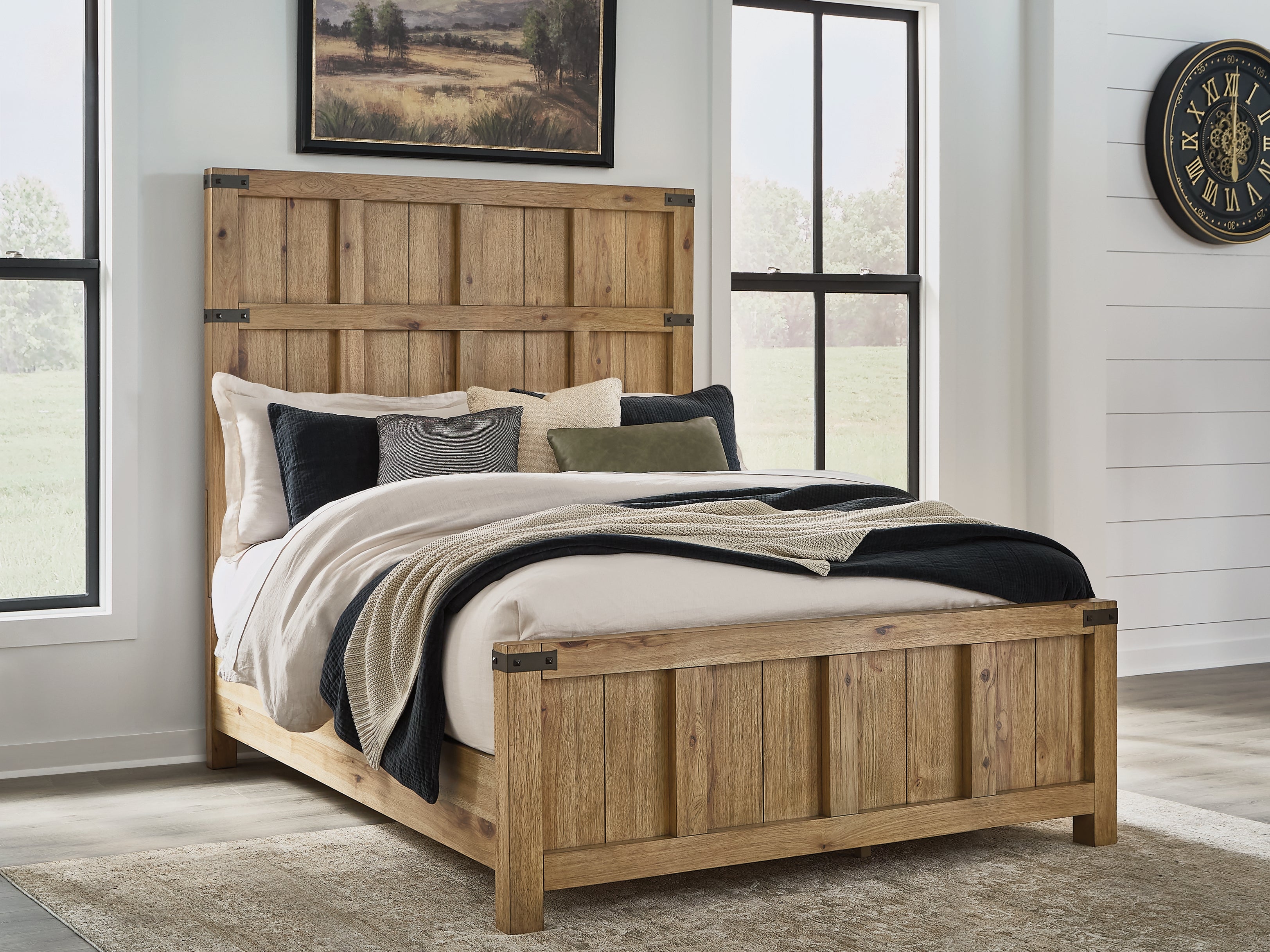 Best Furniture Outlet - Ashley Furniture - Ridgester Bedroom - Queen Panel Bed / Light Brown - B858B2