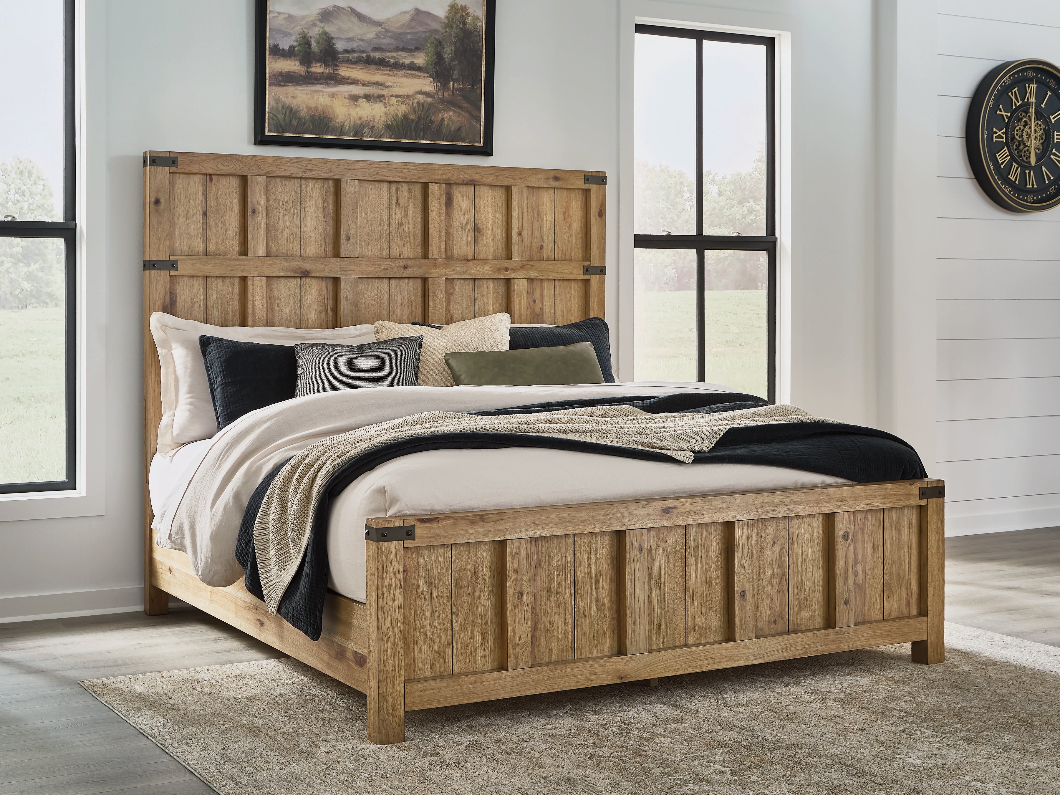 Best Furniture Outlet - Ashley Furniture - Ridgester Bedroom - California King Panel Bed / Light Brown - B858B7