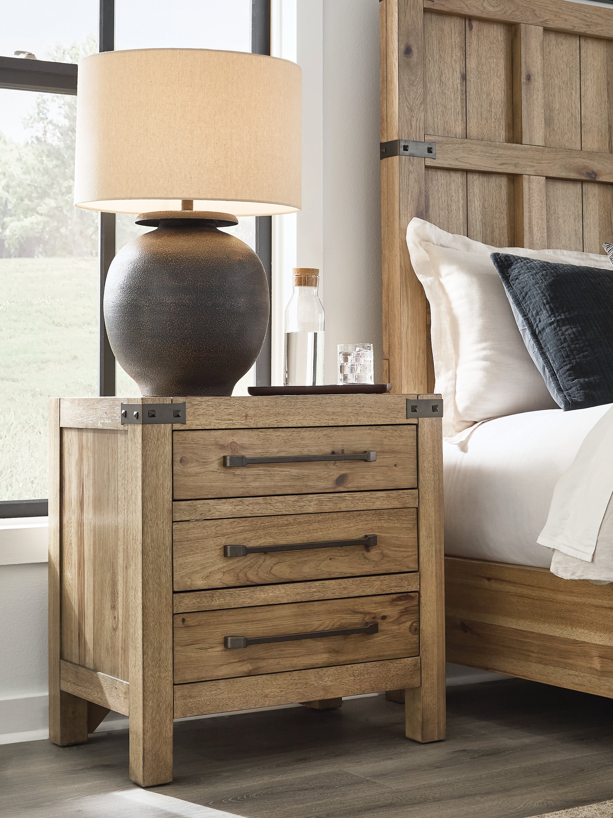 Best Furniture Outlet - Ashley Furniture - Ridgester Bedroom - Three Drawer Night Stand - B858-93