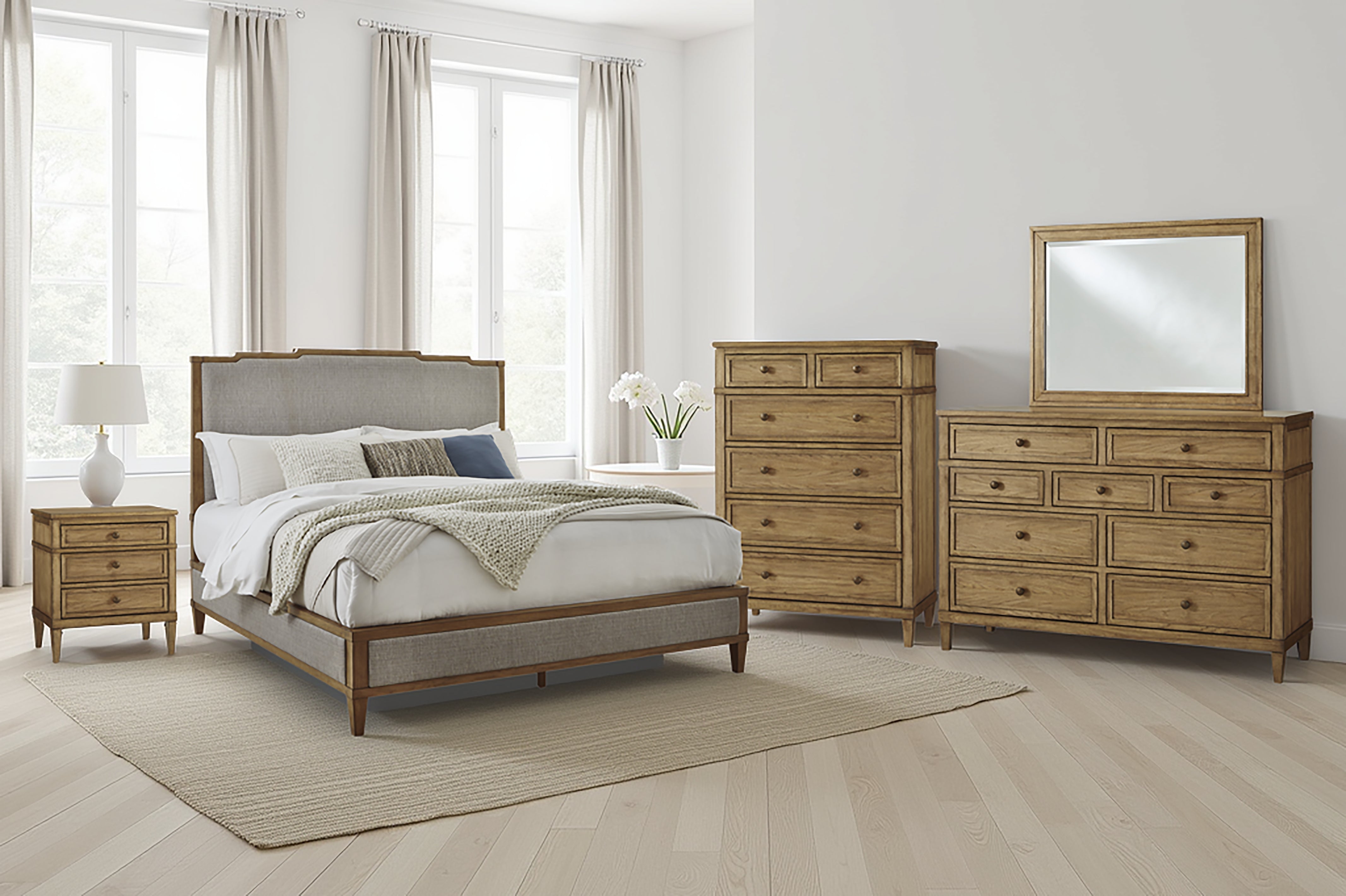 Best Furniture Outlet - Ashley Furniture - Sharlance Bedroom - Queen Upholstered Panel Bed / Green/Brown - B895B2