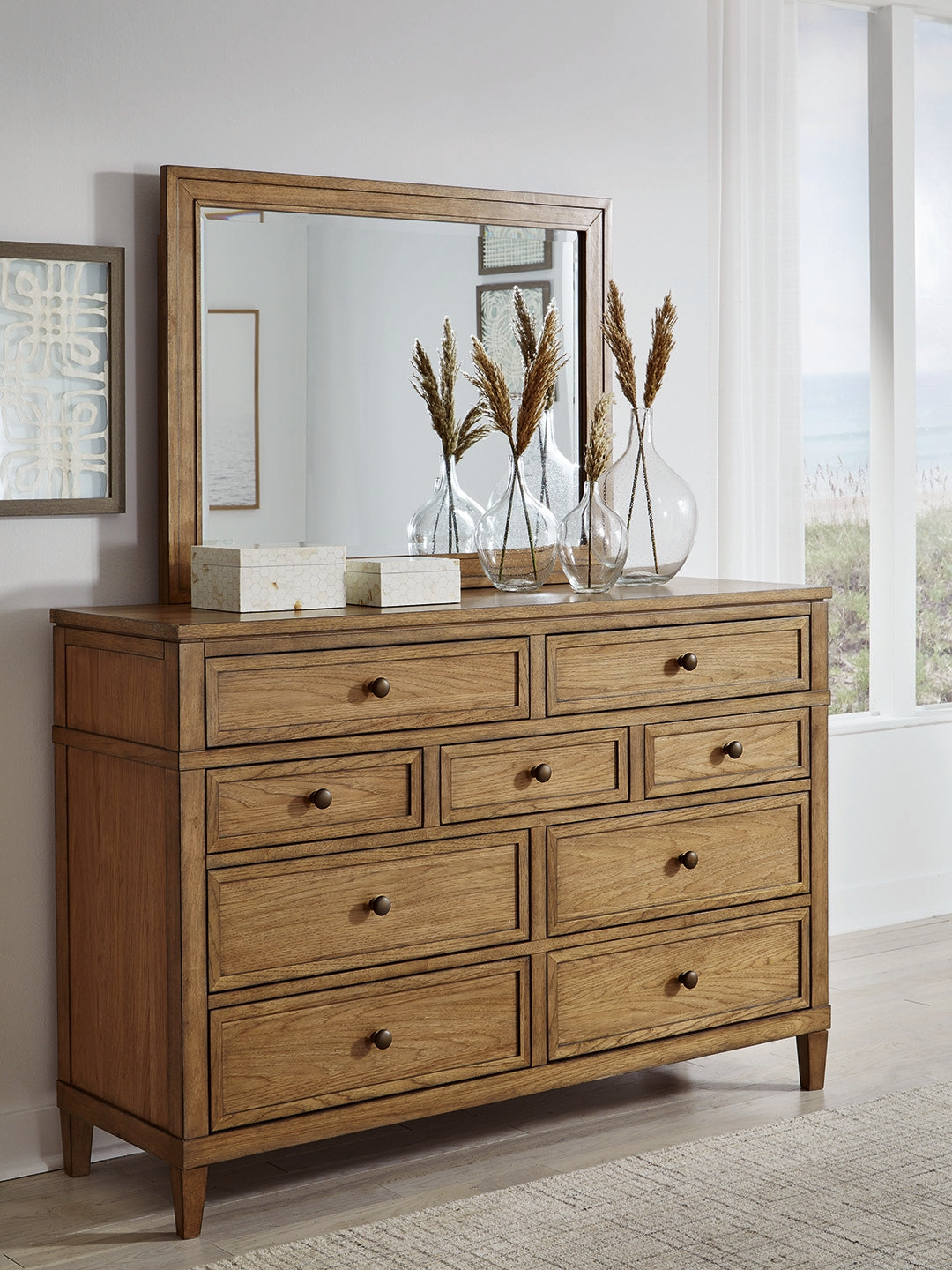 Best Furniture Outlet - Ashley Furniture - Sharlance Bedroom - King Upholstered Panel Bed / Light Brown - B895B6