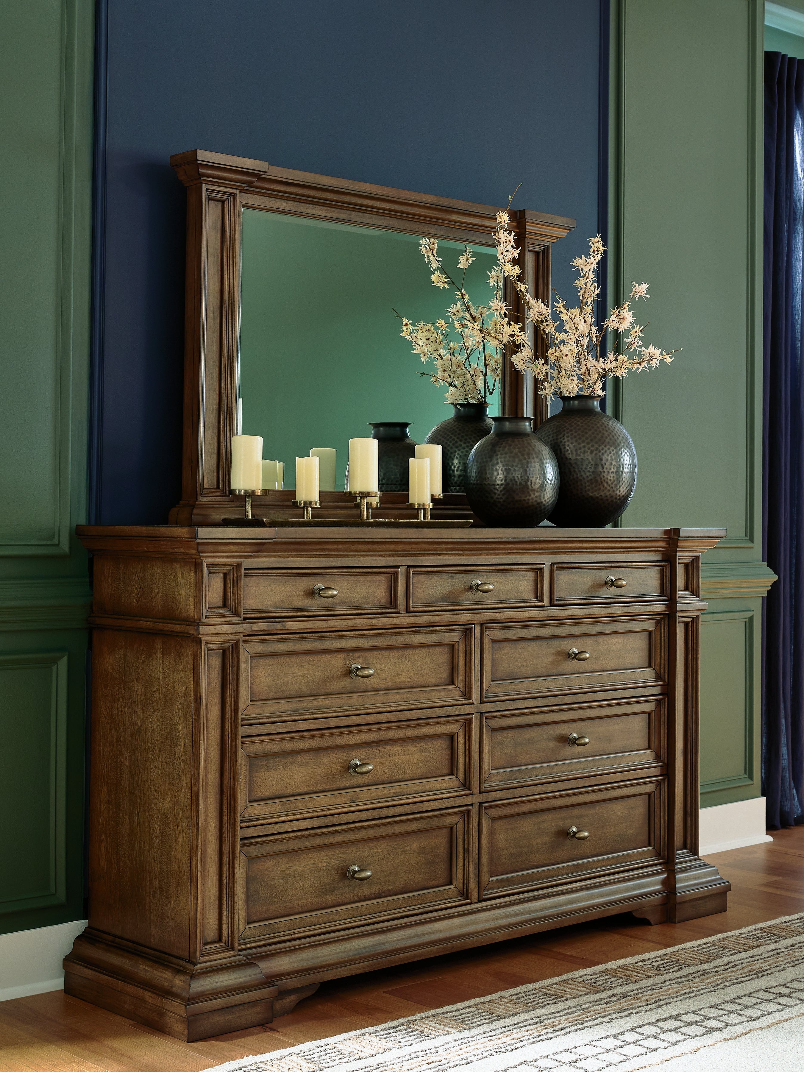 Best Furniture Outlet - Ashley Furniture - Frantanna Bedroom - Dresser and Mirror / Brown - PCB949B1