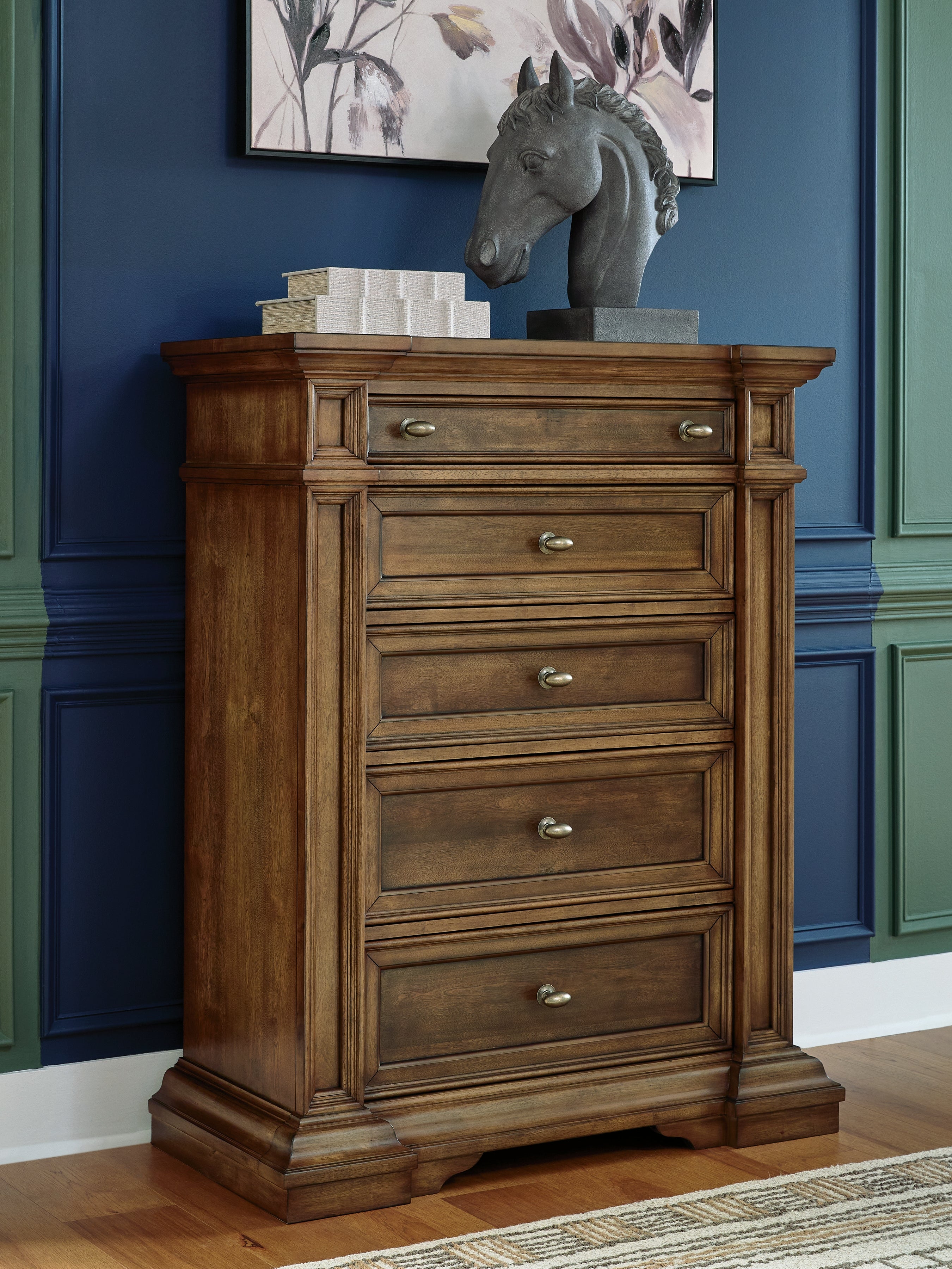 Best Furniture Outlet - Ashley Furniture - Frantanna Bedroom - Five Drawer Chest / Brown - PCB949-46