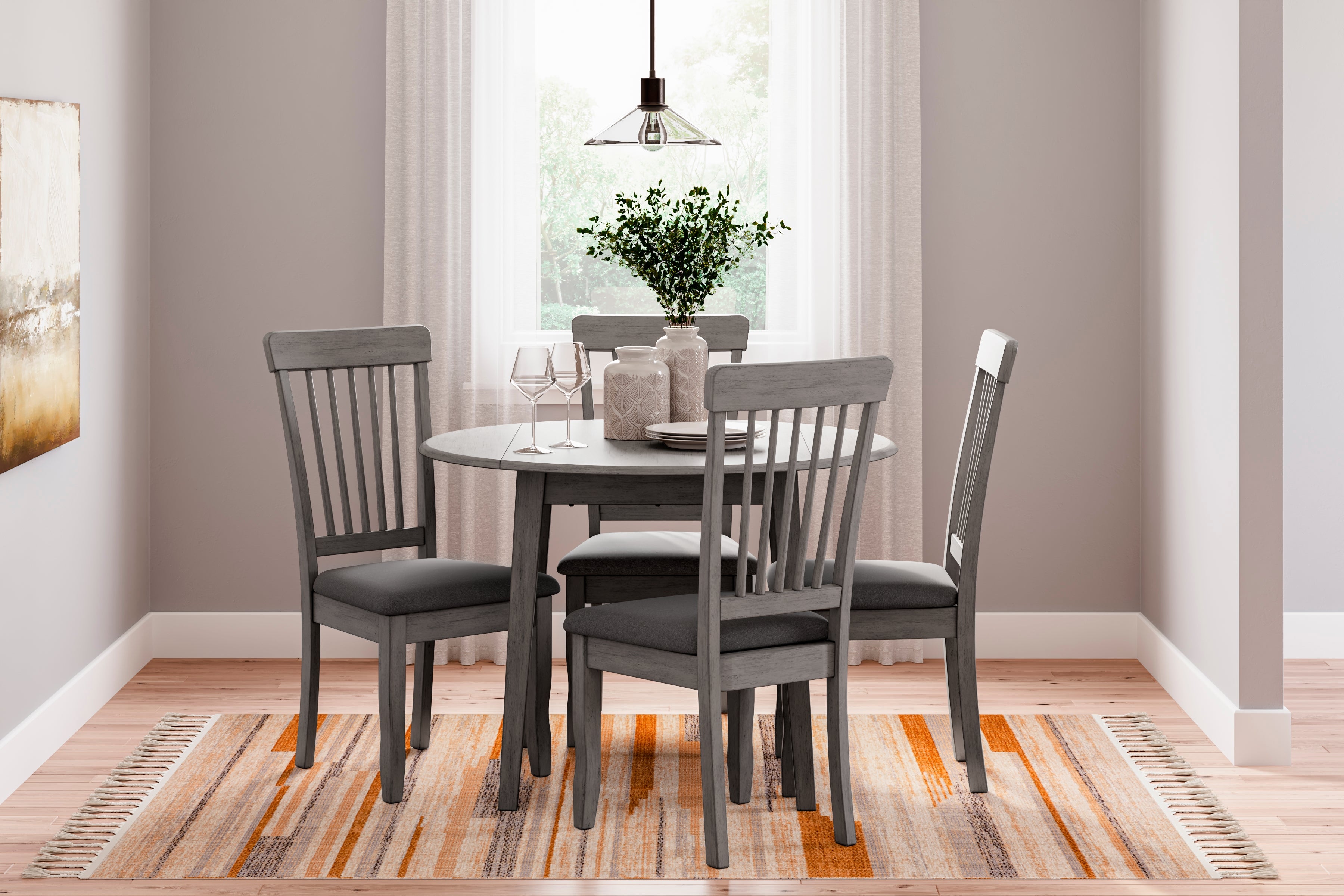 Best Furniture Outlet - Ashley Furniture - Shullden Dining Room - Dining Table and 4 Chairs / Gray - D194D1