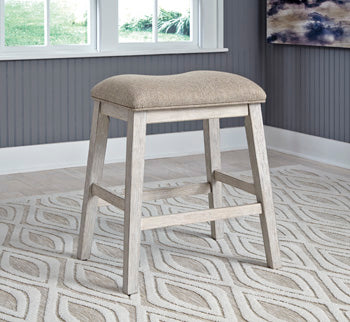 Best Furniture Outlet - Ashley Furniture - Skempton Dining Room - Counter Height Bar Stool (Set of 2) / White/Light Brown - D394-024X2