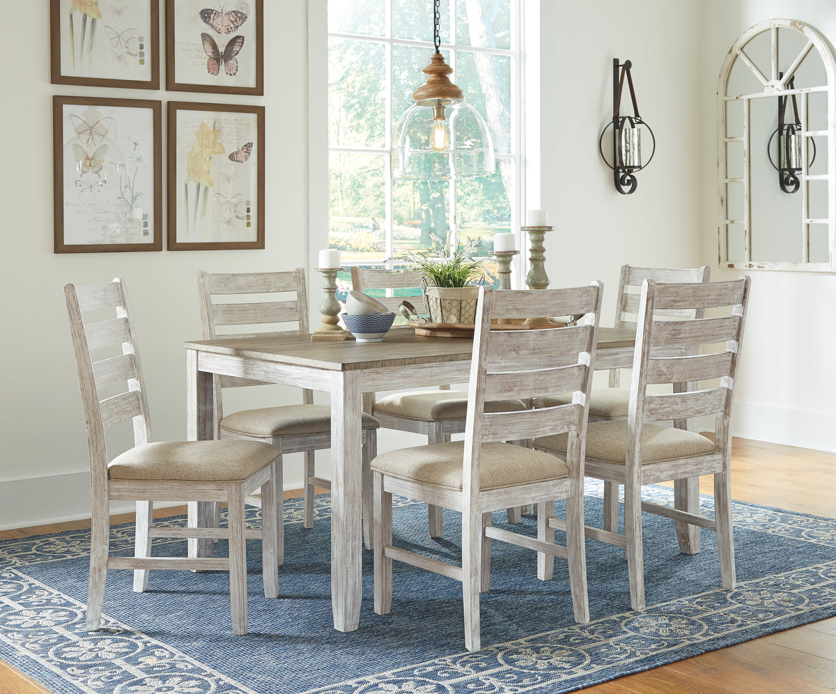 Best Furniture Outlet - Ashley Furniture - Skempton Dining Room - RECT DRM Counter TBL Set(7/CN) / White/Light Brown - D394-423