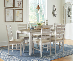 Best Furniture Outlet - Ashley Furniture - Skempton Dining Room - RECT DRM Counter TBL Set(7/CN) / White/Light Brown - D394-423