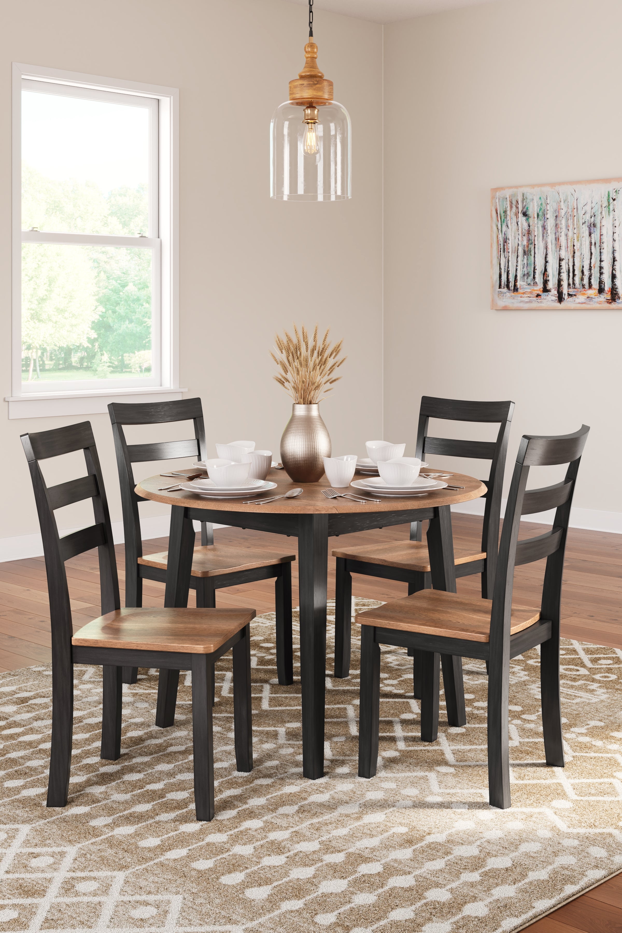 Best Furniture Outlet - Ashley Furniture - Gesthaven Dining Room - Dining Table and 4 Chairs / Natural/Brown - D396D1