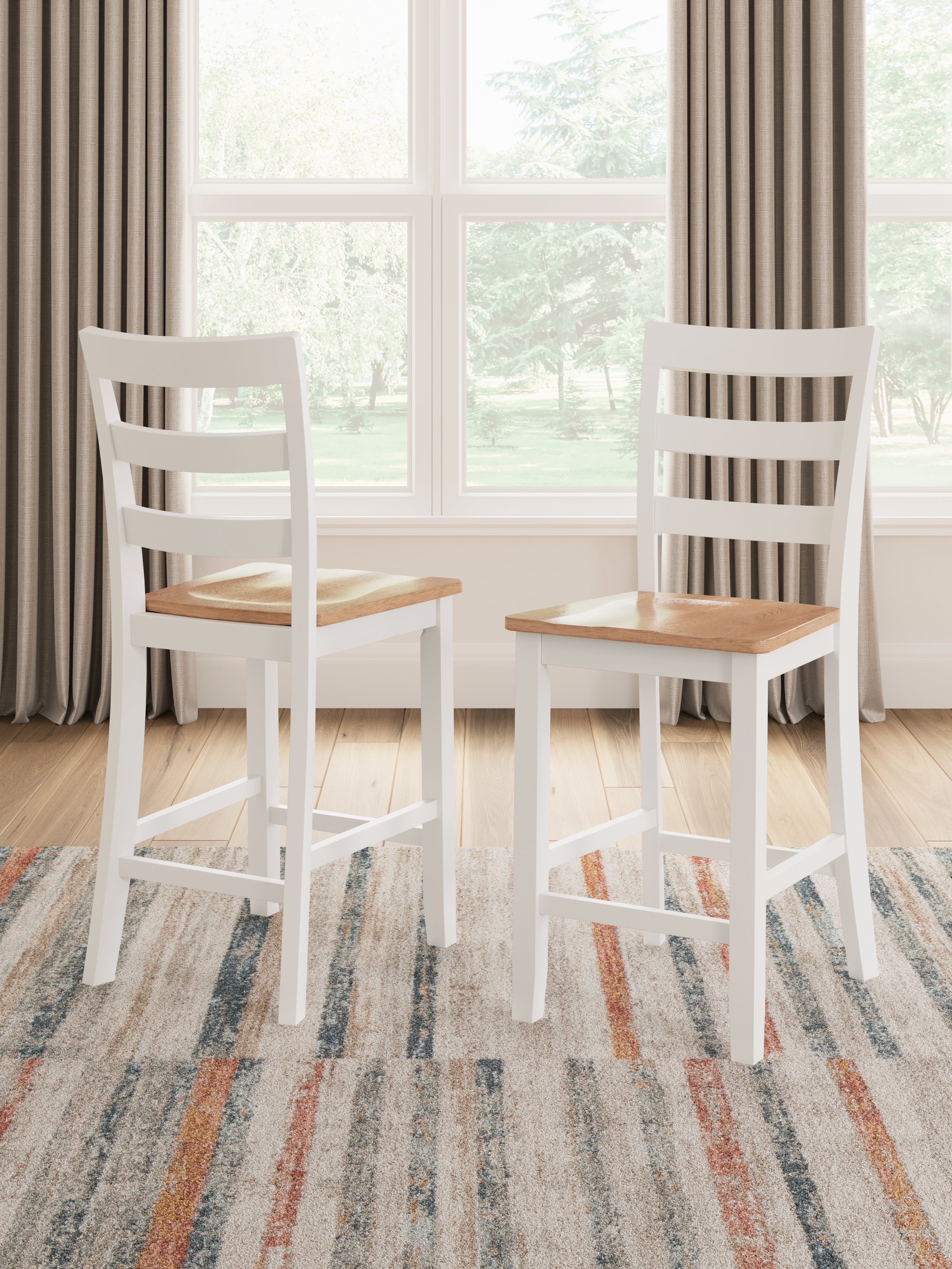 Best Furniture Outlet - Ashley Furniture - Gesthaven Dining Room - Counter Height Barstool (Set of 2) / Natural/White - D398-124X2