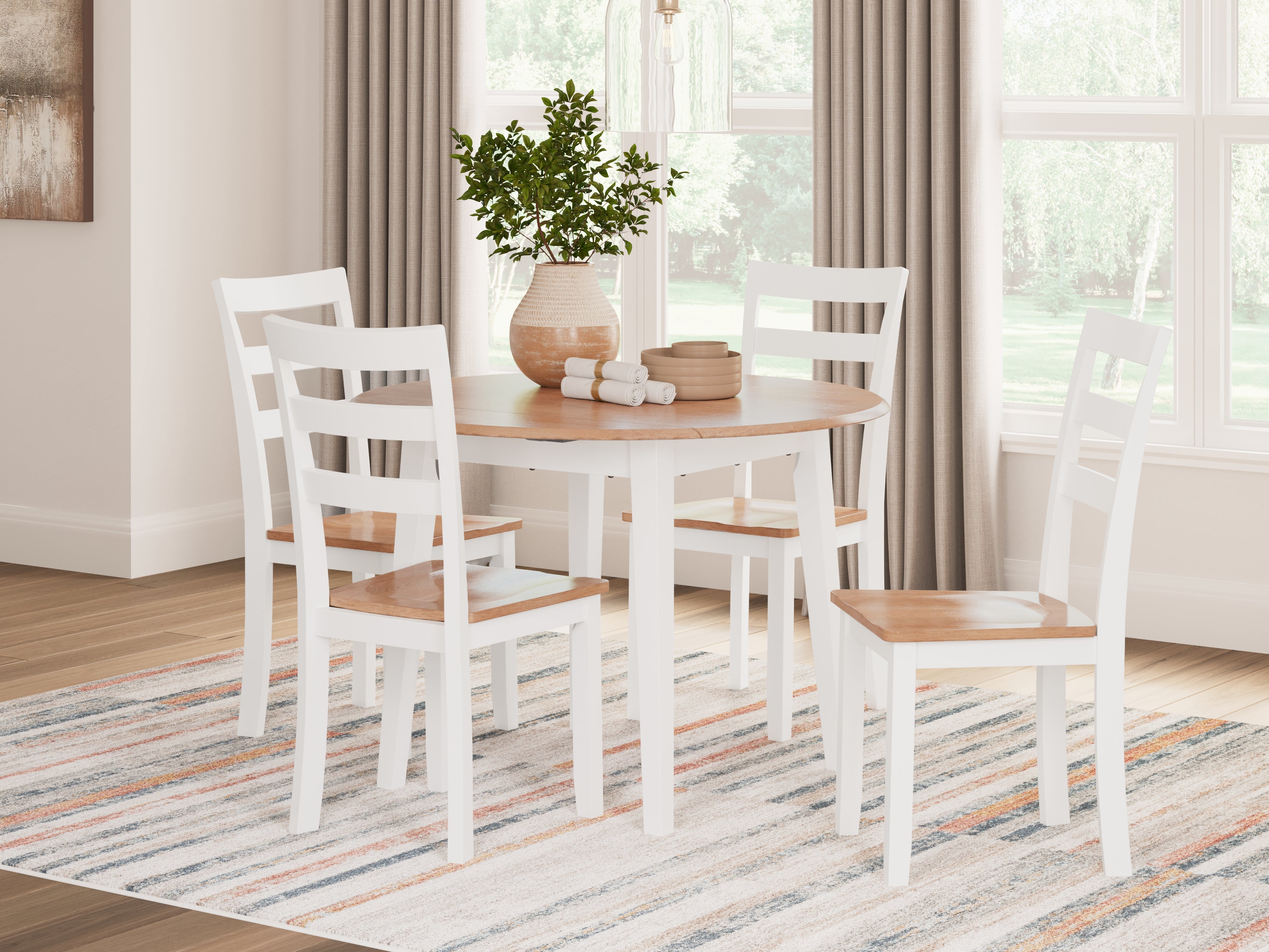 Best Furniture Outlet - Ashley Furniture - Gesthaven Dining Room - Dining Table and 4 Chairs / Natural/White - D398D1