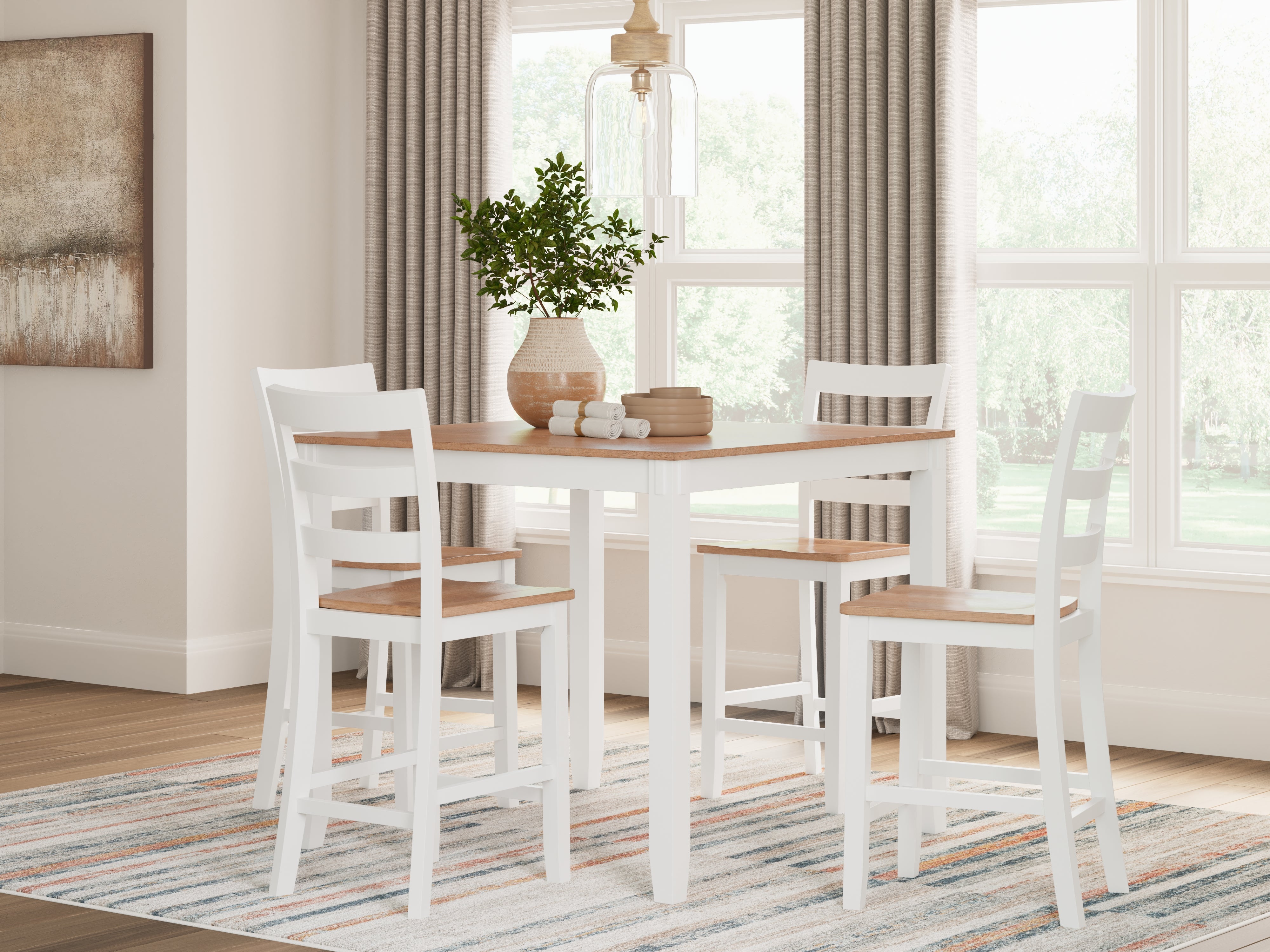 Best Furniture Outlet - Ashley Furniture - Gesthaven Dining Room - DRM Counter Table Set (5/CN) / Natural/White - D398-223