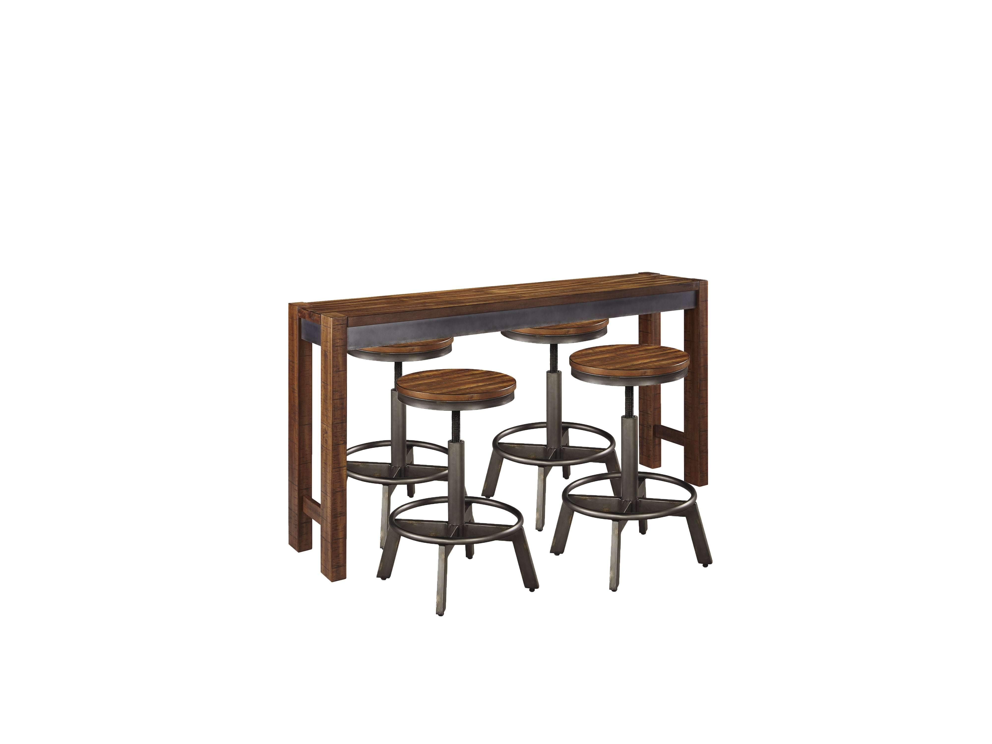 Best Furniture Outlet - Ashley Furniture - Torjin Dining Room - Counter Height Dining Table with 4 Barstools / Brown/Gray - D440D2