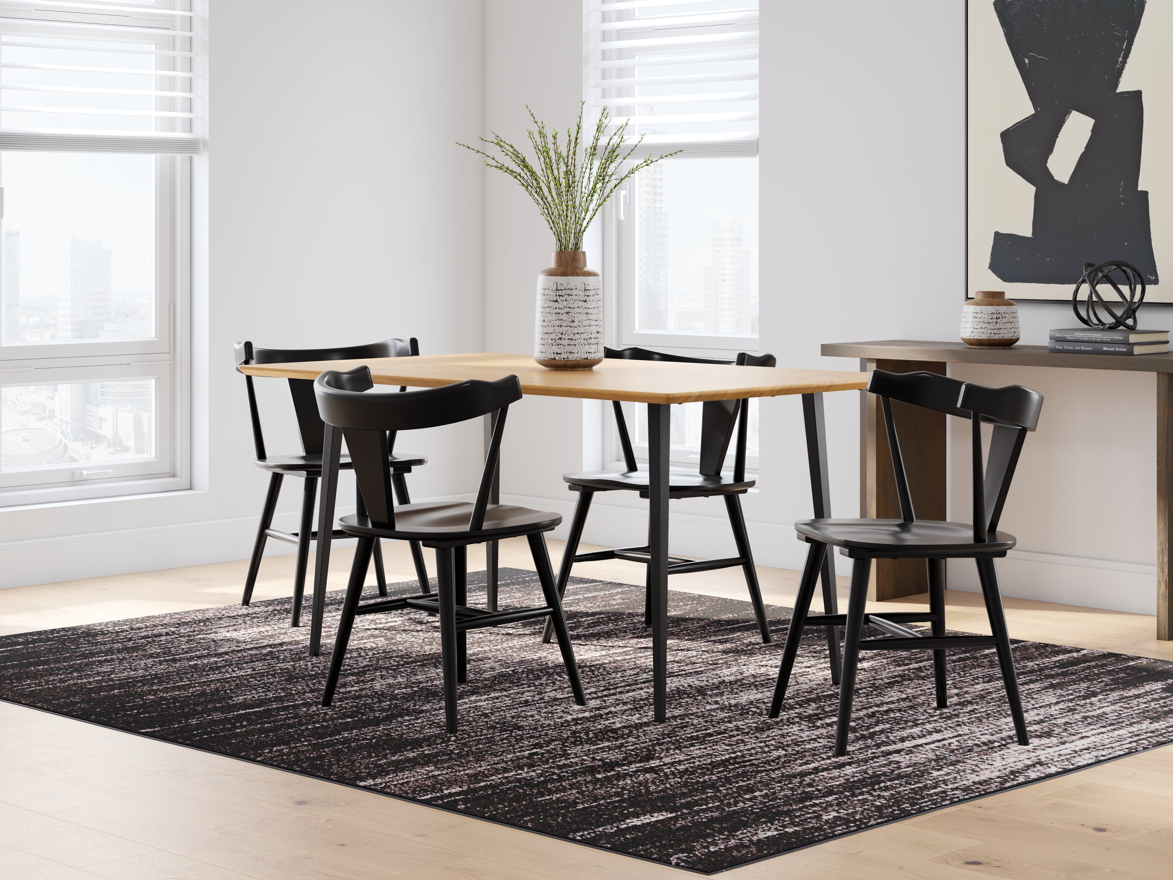 Best Furniture Outlet - Ashley Furniture - Gretlynn Dining Room - Dining Table and 4 Chairs / Black/Natural - D501D3