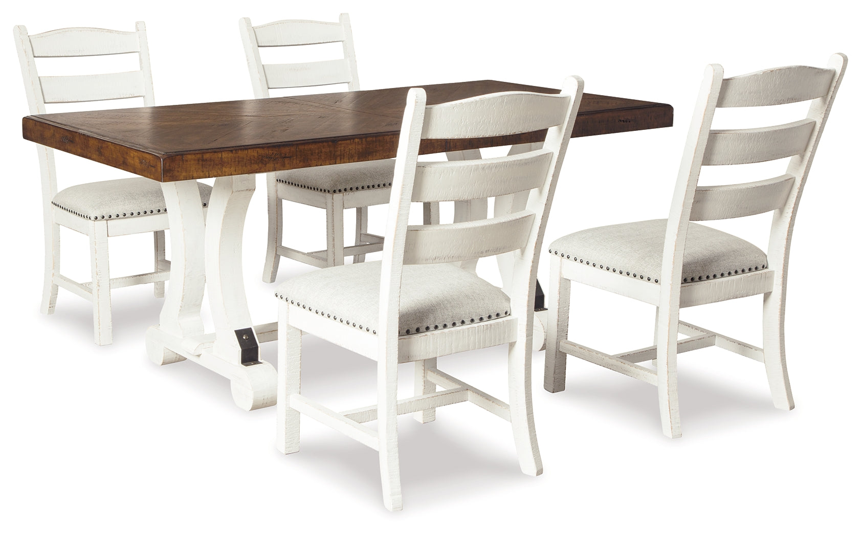 Best Furniture Outlet - Ashley Furniture - Valebeck Dining Room - Dining Table and 4 Chairs / Multi - D546D2