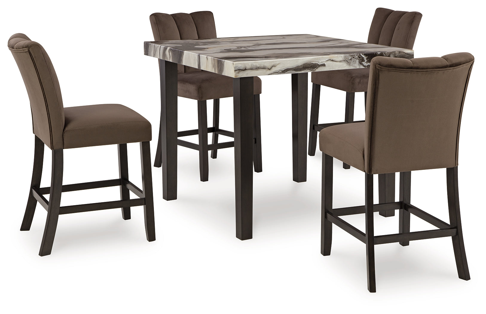 Best Furniture Outlet - Ashley Furniture - Jeshina Dining Room - Counter Height Dining Table and 4 Barstools / Dark Brown - PCD581D3