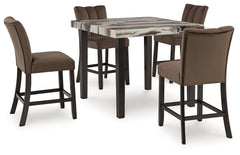 Best Furniture Outlet - Ashley Furniture - Jeshina Dining Room - Counter Height Dining Table and 4 Barstools / Dark Brown - PCD581D3