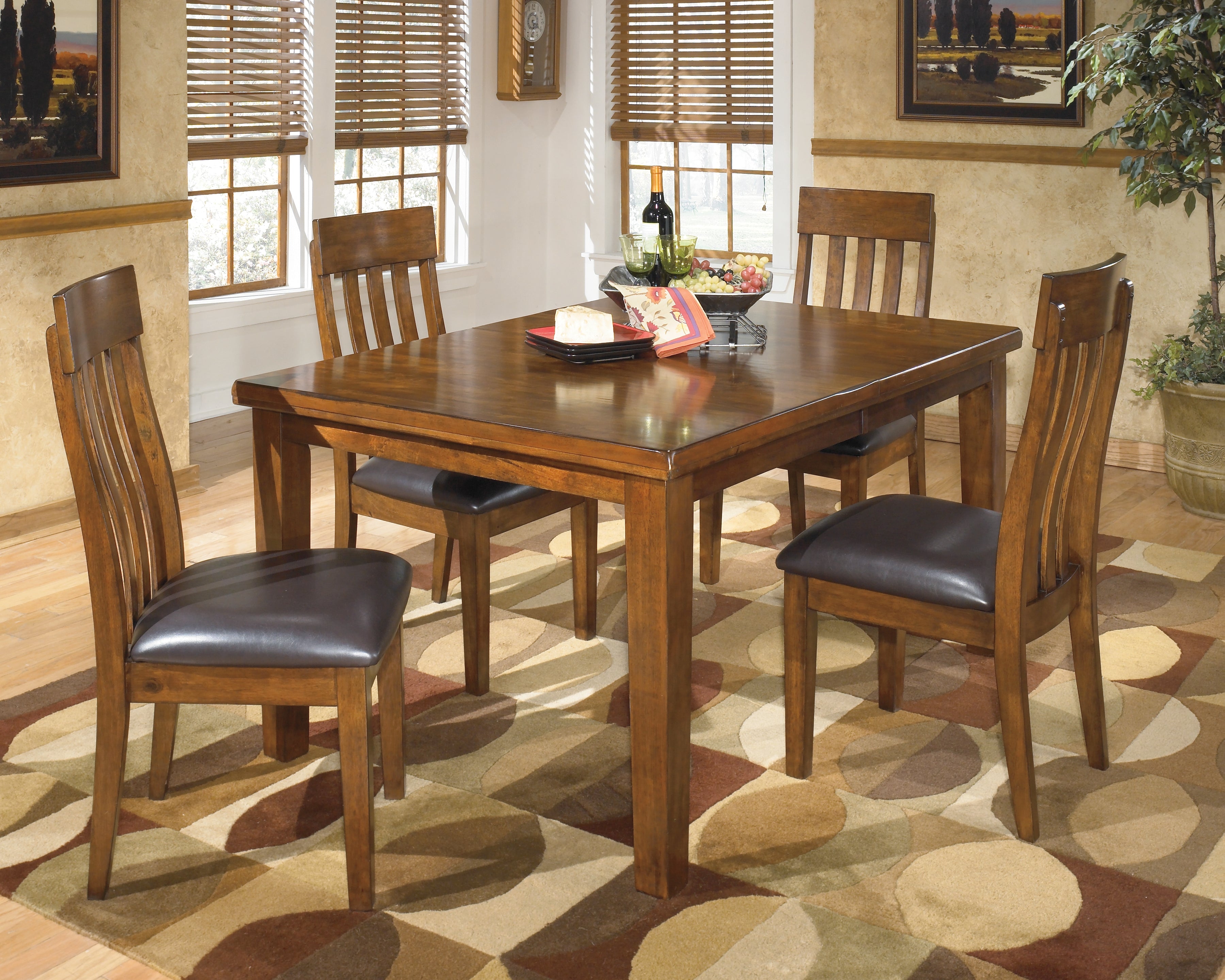 Best Furniture Outlet - Ashley Furniture - Ralene Dining Room - Dining Table with 4 Chairs / Medium Brown - D594D6