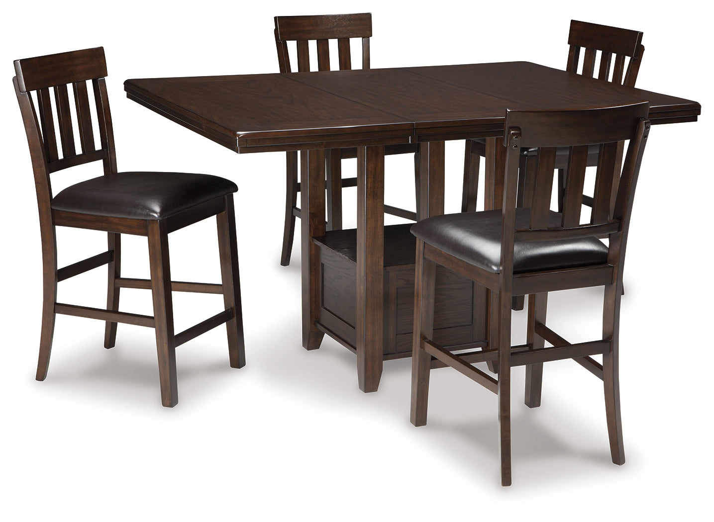 Best Furniture Outlet - Ashley Furniture - Haddigan Dining Room - Counter Height Dining Table with 4 Barstools / Dark Brown - D596D5